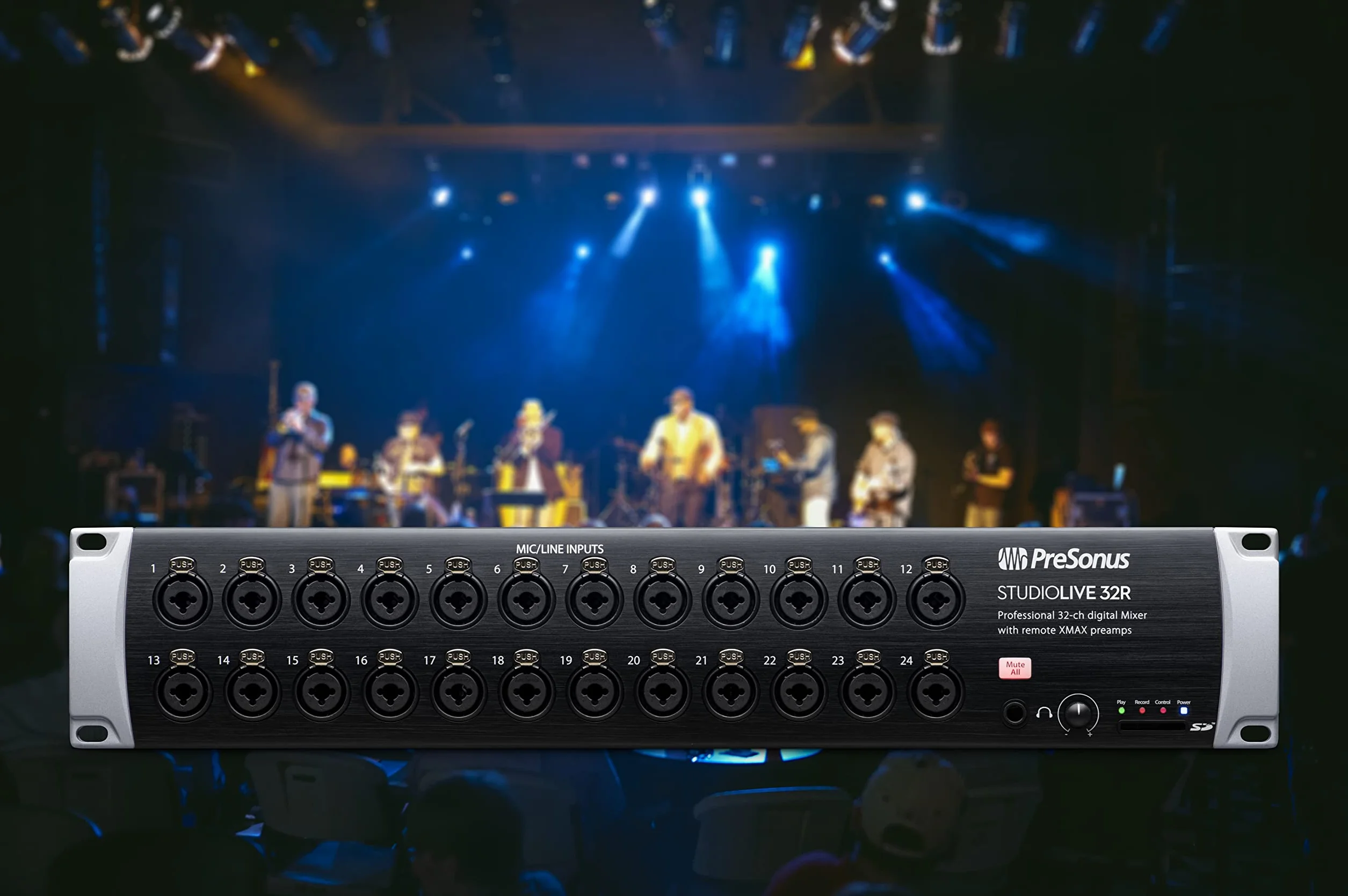 PreSonus StudioLive 32R, 34 entradas, Mezclador de rack de 32 canales, caja de escenario e interfaz de audio