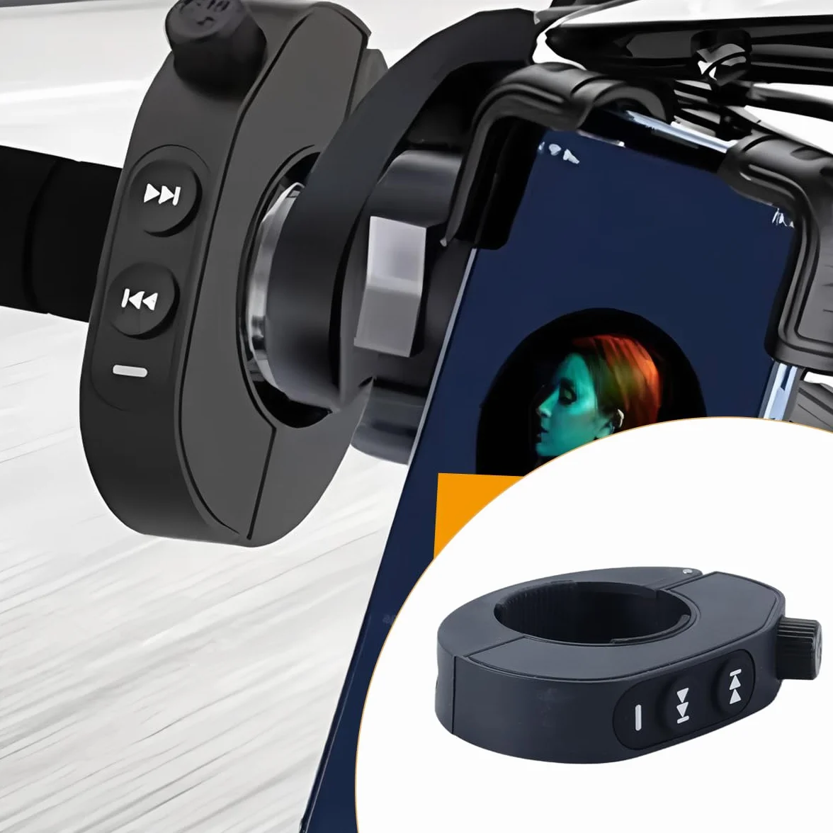Mando a Distancia Bluetooth Inalámbrico para Manillar de Motocicleta, Resistente al Agua IPX6