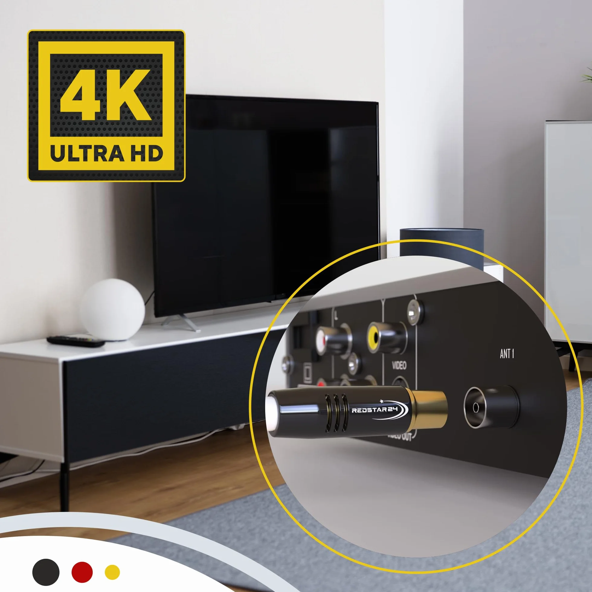 RedStar24 Cable de Antena 4m Blanco - Macho a Hembra 90° Ángulo - Coaxial HDTV Premium para Televisión por Cable | Compatible Con TV, Radio, DVB-T/T2, DVB-C, DAB