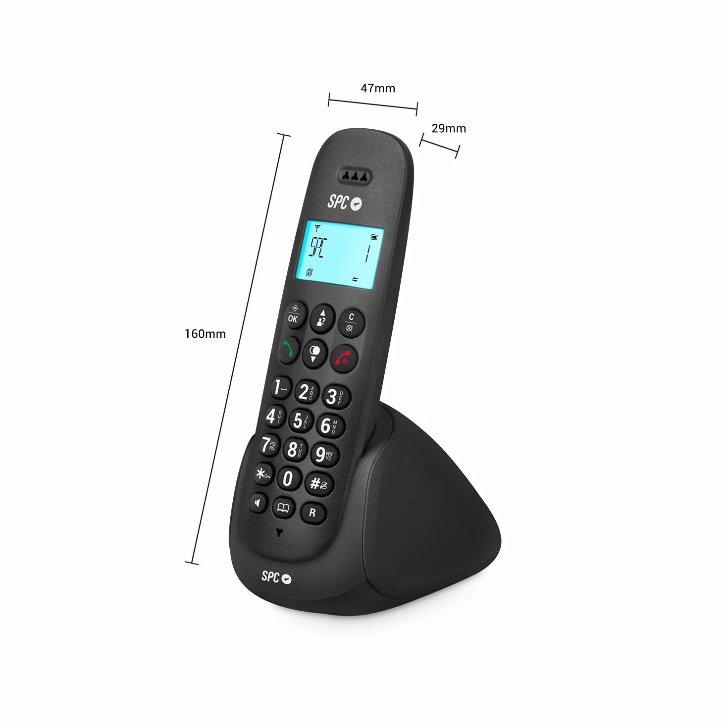 SPC Art Teléfono Fijo Inalámbrico con Pantalla Iluminada, Identificador de Llamadas, Manos Libres, Negro