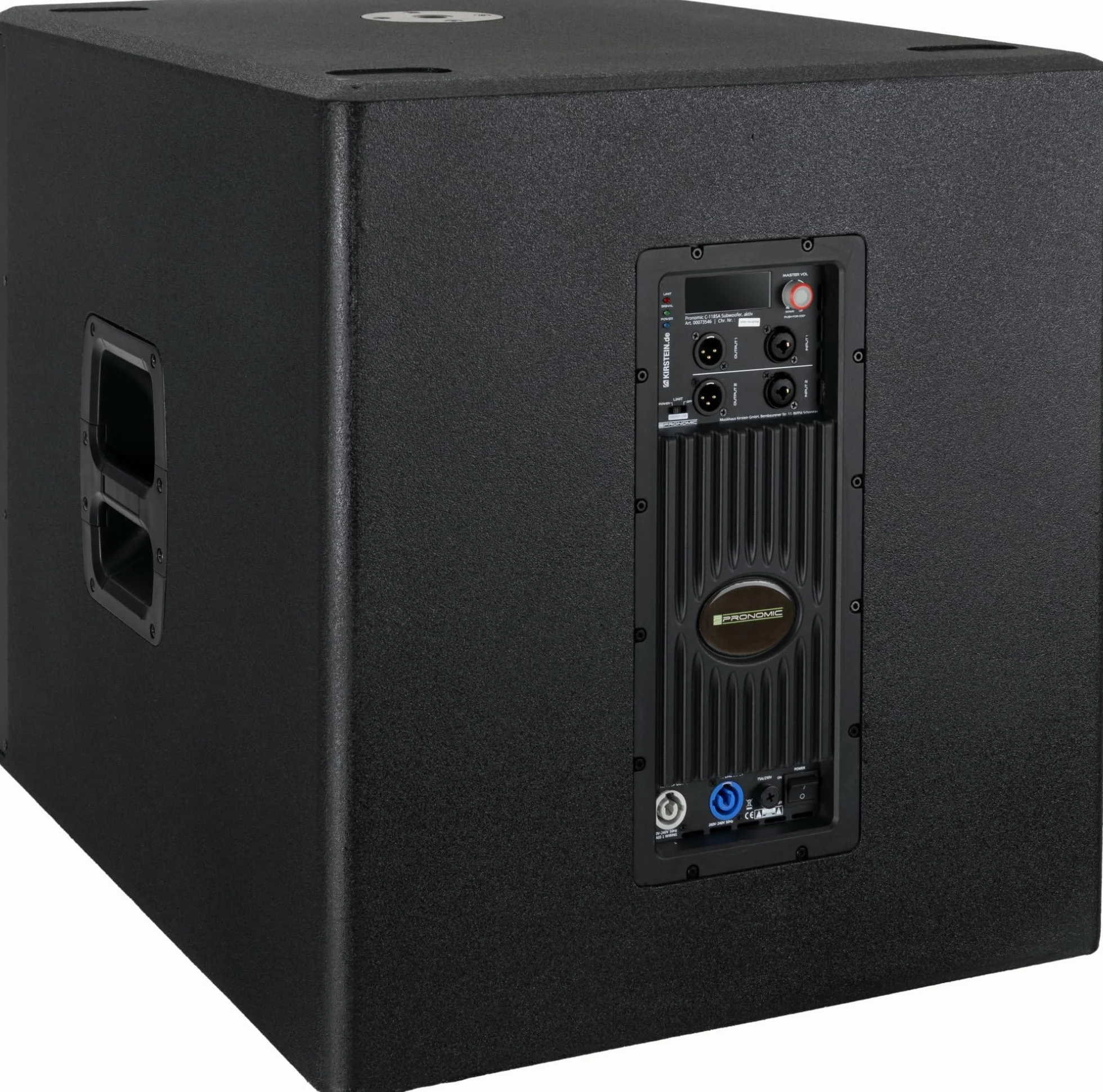 Pronomic C-118SA Subwoofer Activo - 1600 vatios Pico / 800 vatios RMS - Altavoz de 18" con Bobina móvil de 3" - Rango de frecuencia: 30-200 Hz - 4 preajustes DSP - SPL máx.: 126 dB