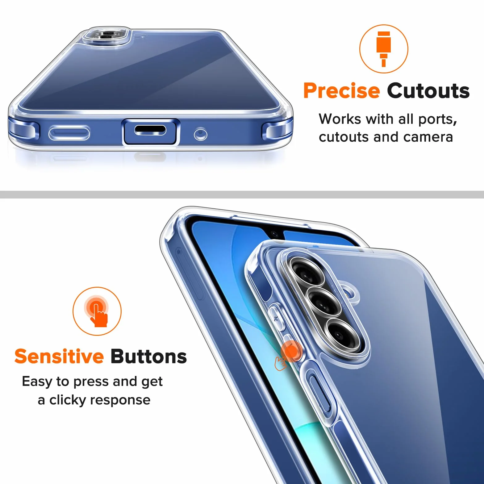 ivoler Anti-Amarillo Clara Funda para Samsung Galaxy A17 4G / 5G con 2 Piezas Cristal Templado, [Protección Militar] Carcasa Protectora Antigolpes Antiarañazos Transparente Bumper Case