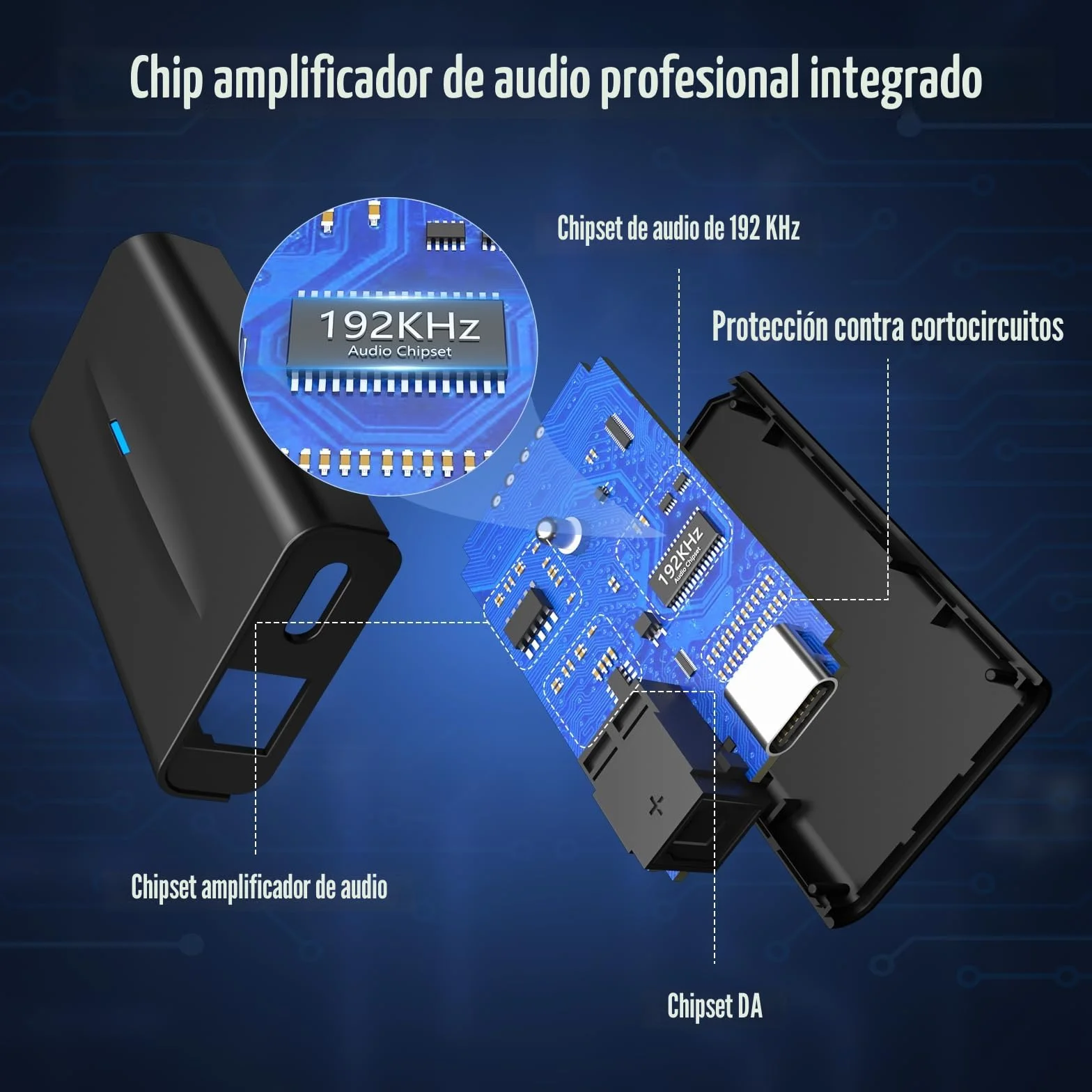 Convertidor Digital a Analógico DAC 192kHz Óptico Toslink SPDIF a RCA con Cable RCA Macho Integrado