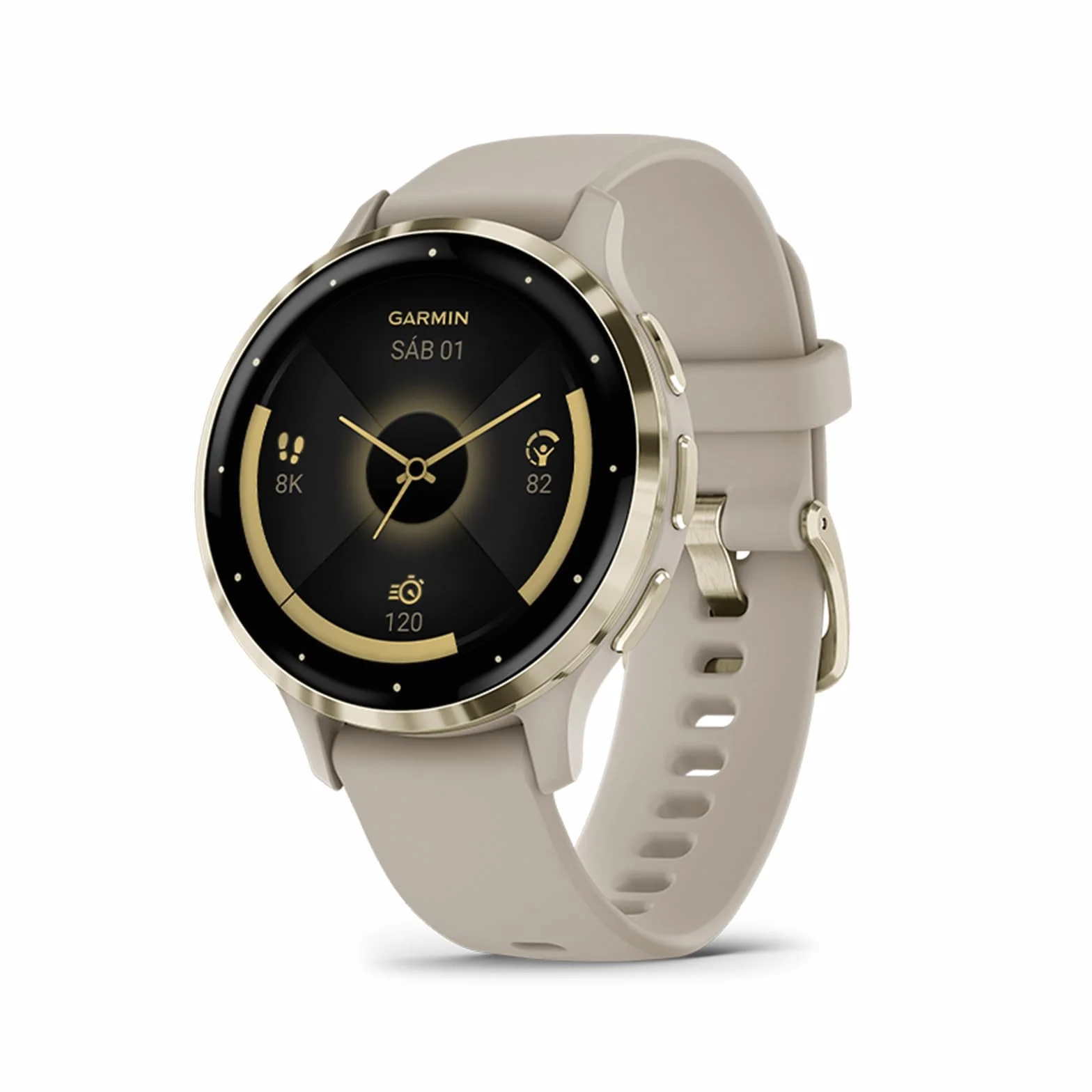 Garmin Venu 3S, Smartwatch Premium con GPS, AMOLED, Funciones avanzadas de Salud y Forma física, más de 30 Aplicaciones Deportivas, 10 días de autonomía, Beige Gold