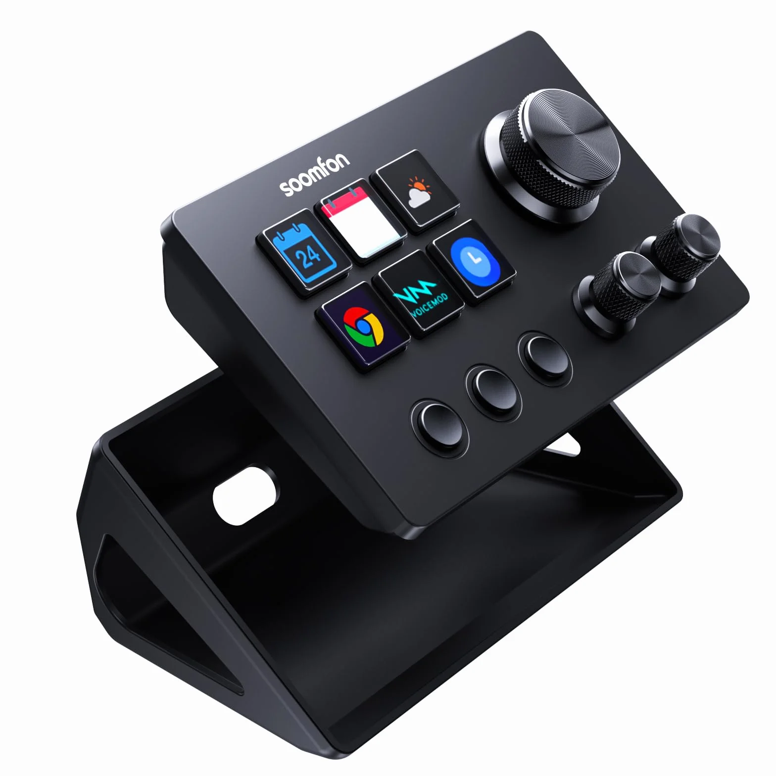 SOOMFON Stream Controller SE, Stream Studio Deck con 6 Teclas Macro LCD, Botones y Perillas, Production Console Deck Compatible con PC/Mac, Studio Controller para OBS, Streamlabs, Twitch y Youtube