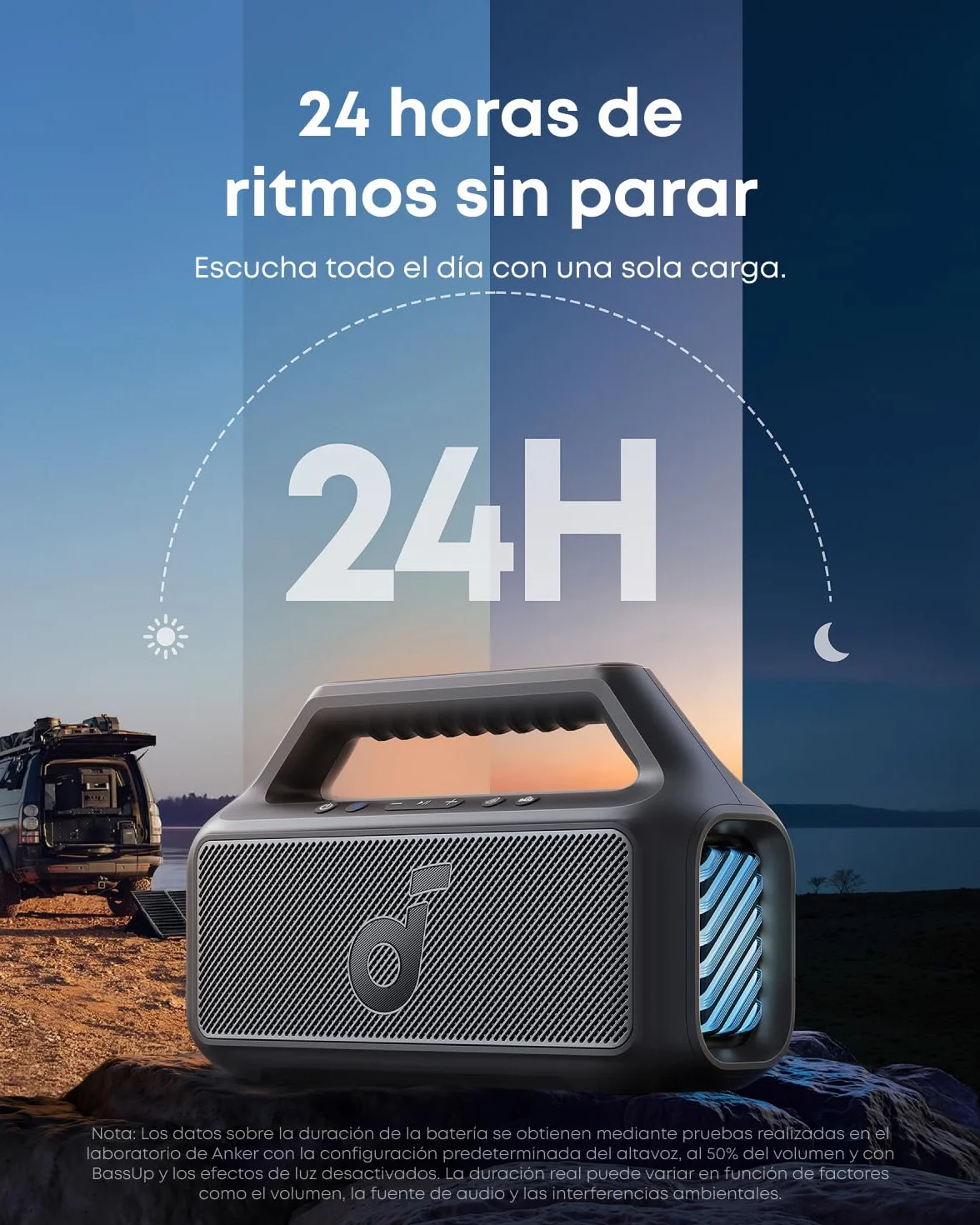 Soundcore Boom 2 Altavoz Bluetooth 80W Subwoofer BassUp™ 24h IPX7 Luces RGB USB-C