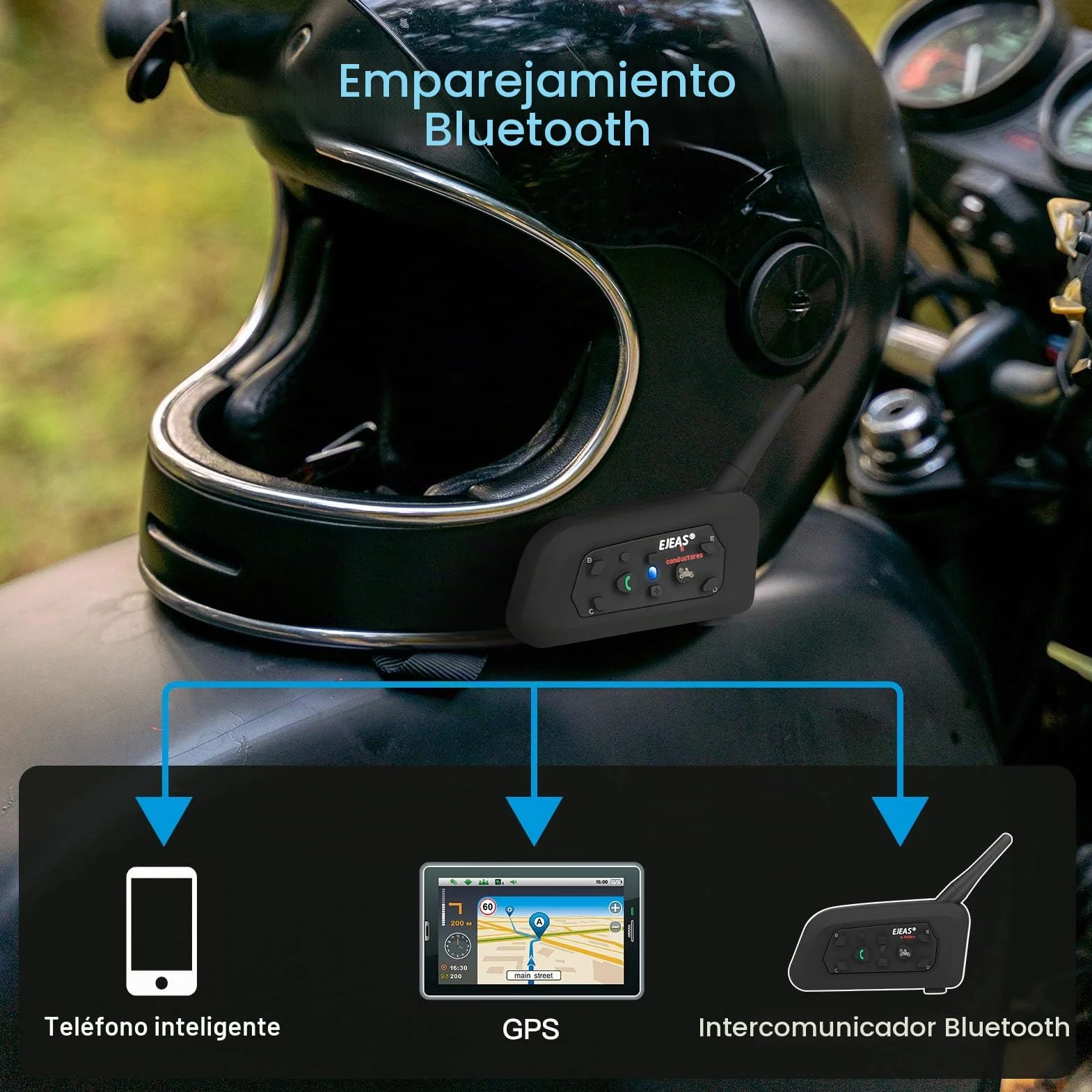 EJEAS V6 Pro Intercomunicador Casco Moto Bluetooth 3.0 Auricular 1200M 2 Personas Full Duplex Wireless Interphone