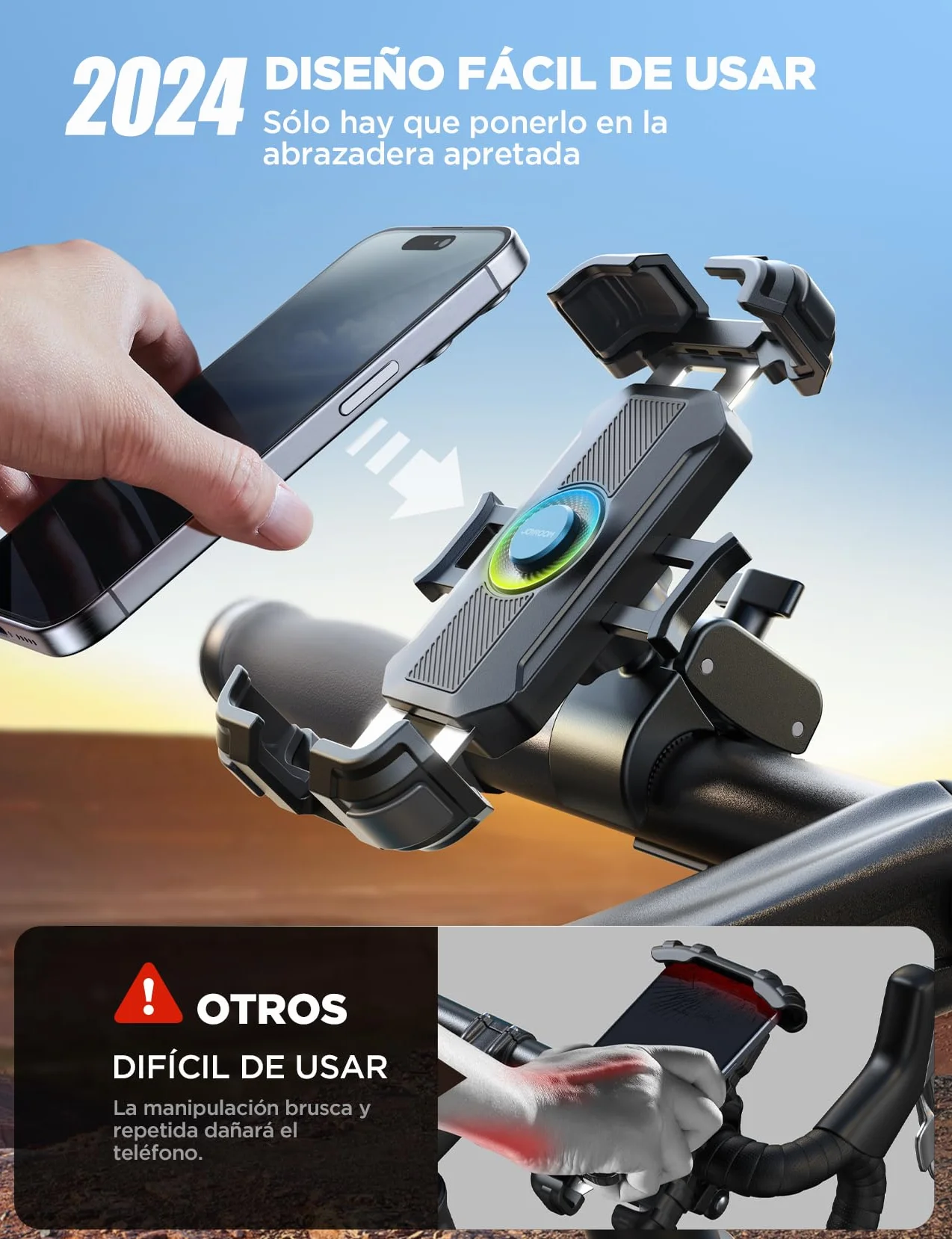 JOYROOM Soporte Móvil Moto Bicicleta Universal Porta Móvil Manillar para iPhone 16 Pro MAX Samsung 4.7-7" Teléfon