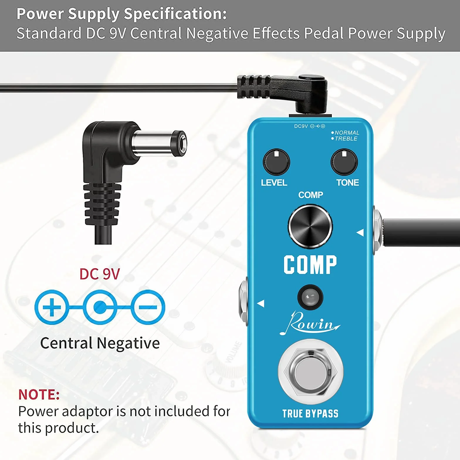 Rowin Pedal compresor para guitarra para True Bypass analógico, efectos de compresión Ultimate Comp para guitarra eléctrica