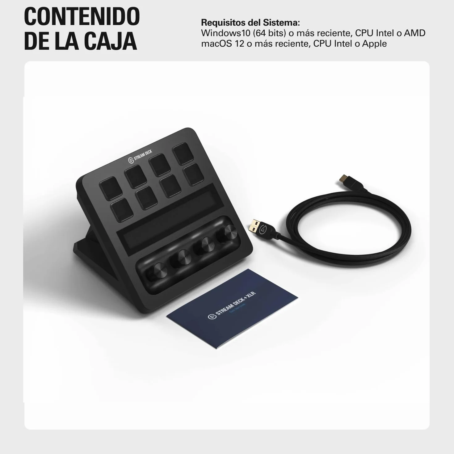 Elgato Stream Deck + XLR - Mezclador de Audio y Controlador, Interfaz de micrófono XLR a USB Trasera, Compatible con Cualquier micrófono XLR para podcasting, Streaming, diales y Teclas LCD, PC/Mac