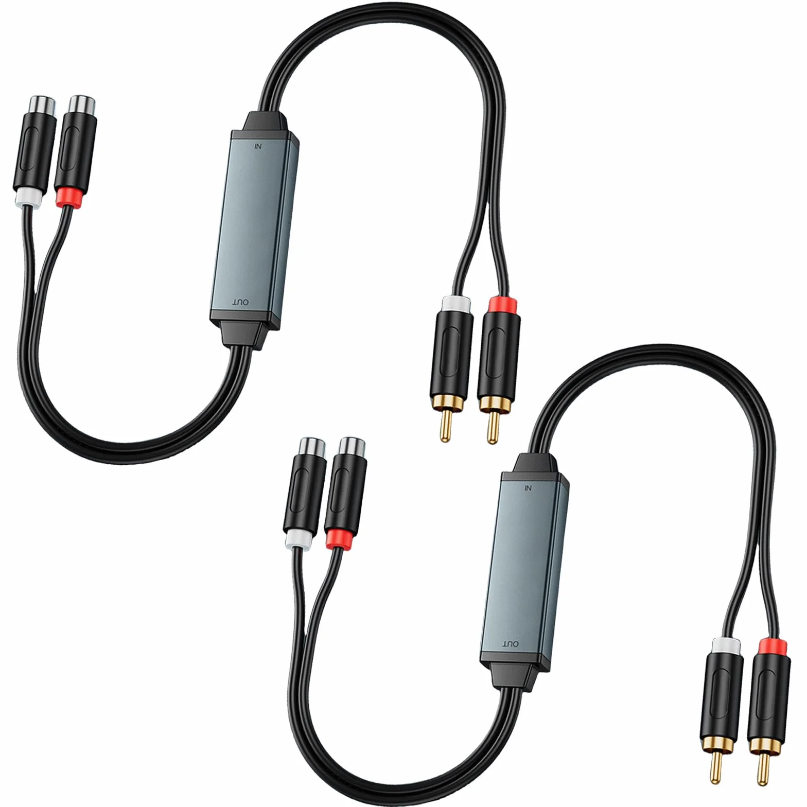 AV100C - Filtro de ruido (2 unidades, aislador de ruido RCA, aislador de bucle de tierra, filtro de audio con cable de audio RCA para sistema estéreo de coche y altavoz Bluetooth
