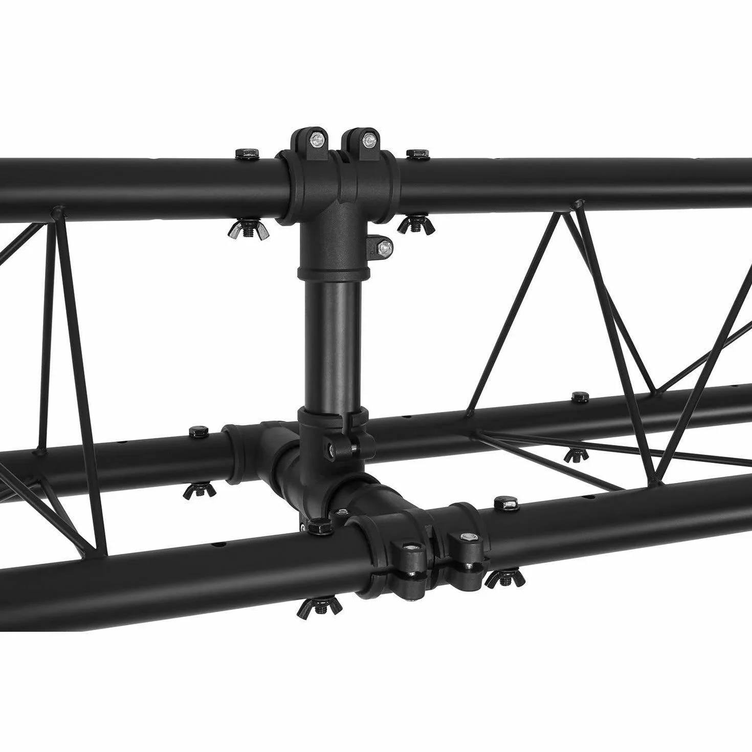 Beamz LB100T Puente de luces con truss y 2 soportes, sistema de truss móvil de 100 kg máx., juego completo de soportes para DJ, 2x truss de 3 puntos de 1,5 m, 2x trípode de 4 m de altura máx. negro