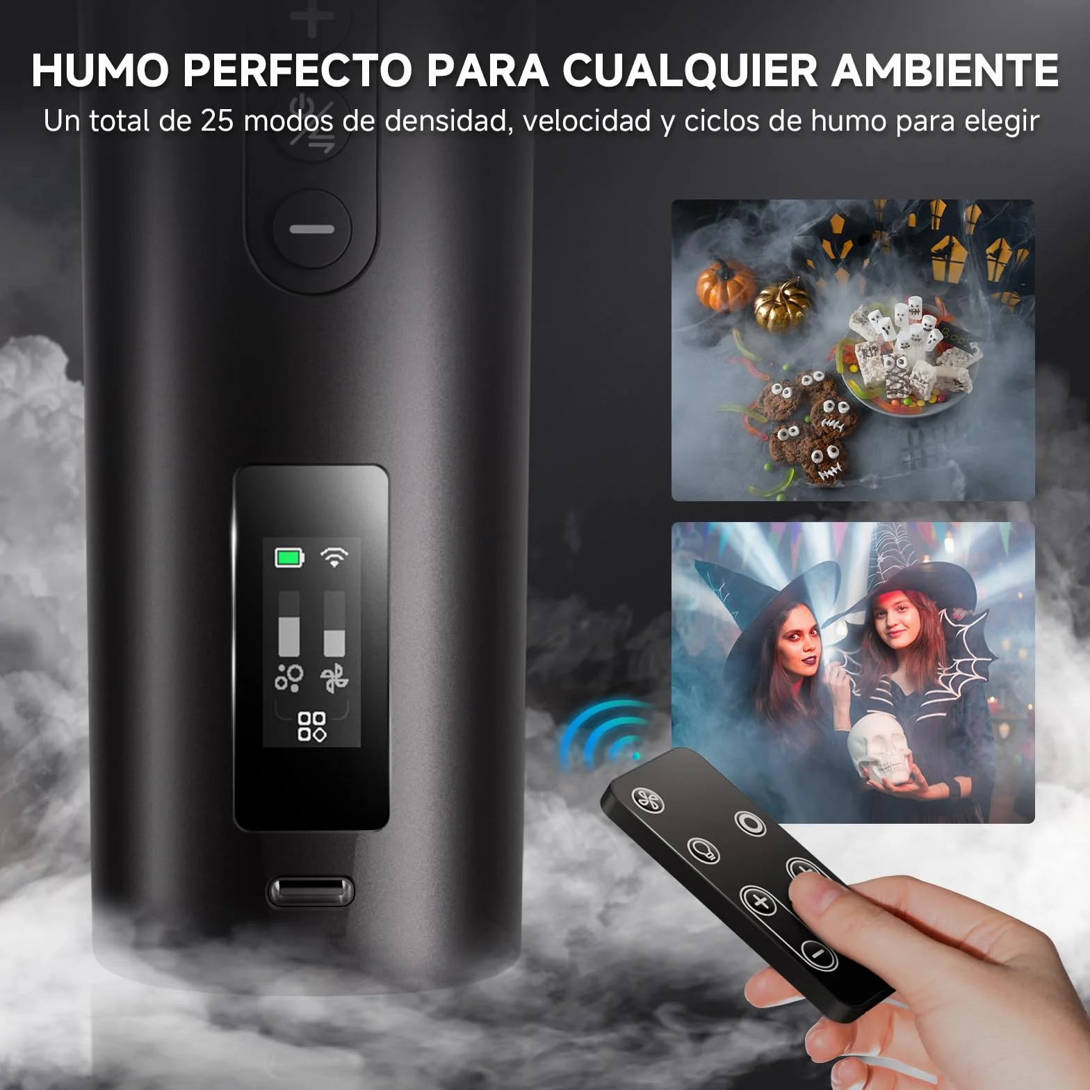 COLBOR Máquina de Humo 40W Recargable con Control Remoto, CF5 Mini máquina de Niebla Portátil con Ventilador RGB para Fotografía, Fiestas Interiores y Exteriores, Halloween, Cosplay