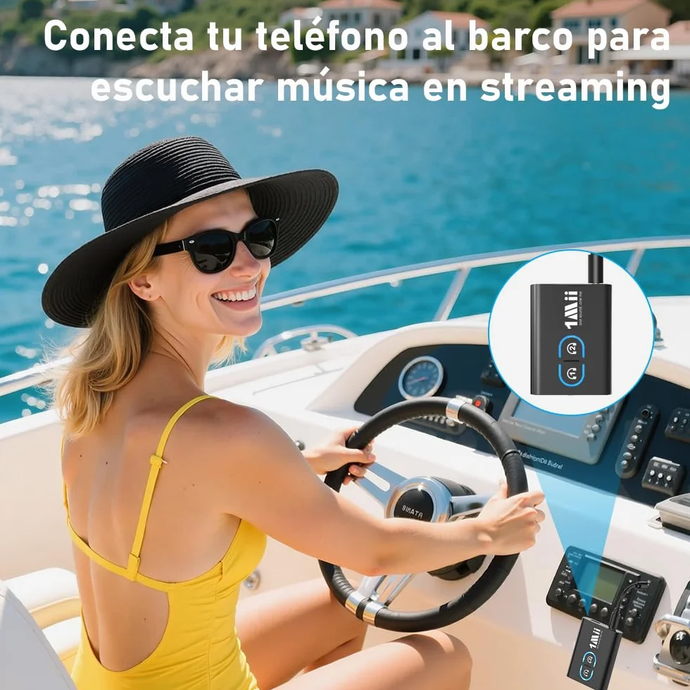 1Mii ML300 Transmisor Receptor Bluetooth 5.3 para TV, Adaptador Bluetooth Audio Jack 3.5mm AUX aptX LL/AD/HD, Dual Link, Música HiFi para PC/Auriculares/Estéreo/Coche/Altavoces/Avión