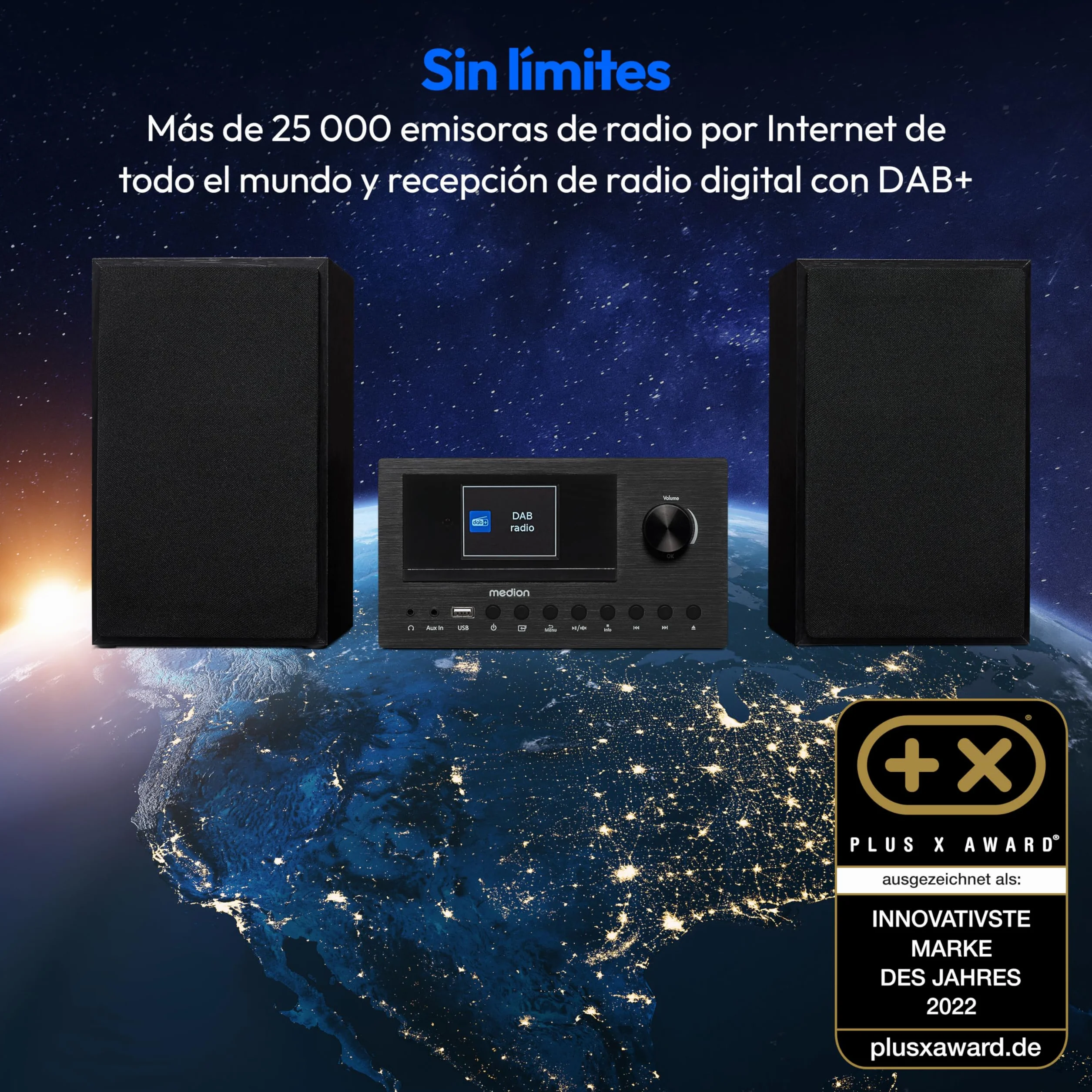MEDION P85003 Micro Audio System Compacto con Radio por Internet, Dab+, Bluetooth, 2x150 W