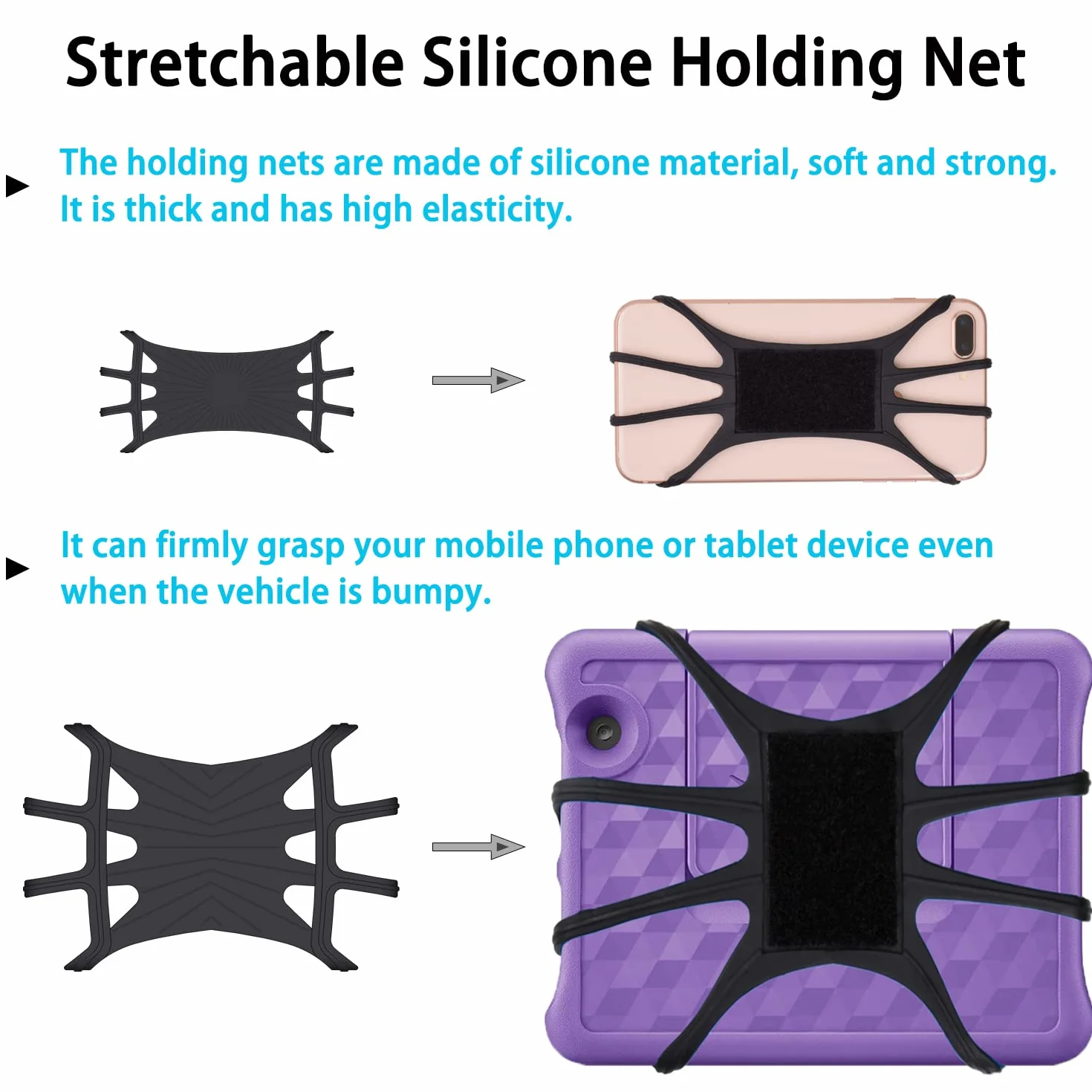 Hikig Soporte Tableta Coche, Reposacabeza Universal con Soporte 360° para iPhone/iPad y Pantallas de 3,5 a 12,9 Pulgadas, con Correas de Nylon Elásticas