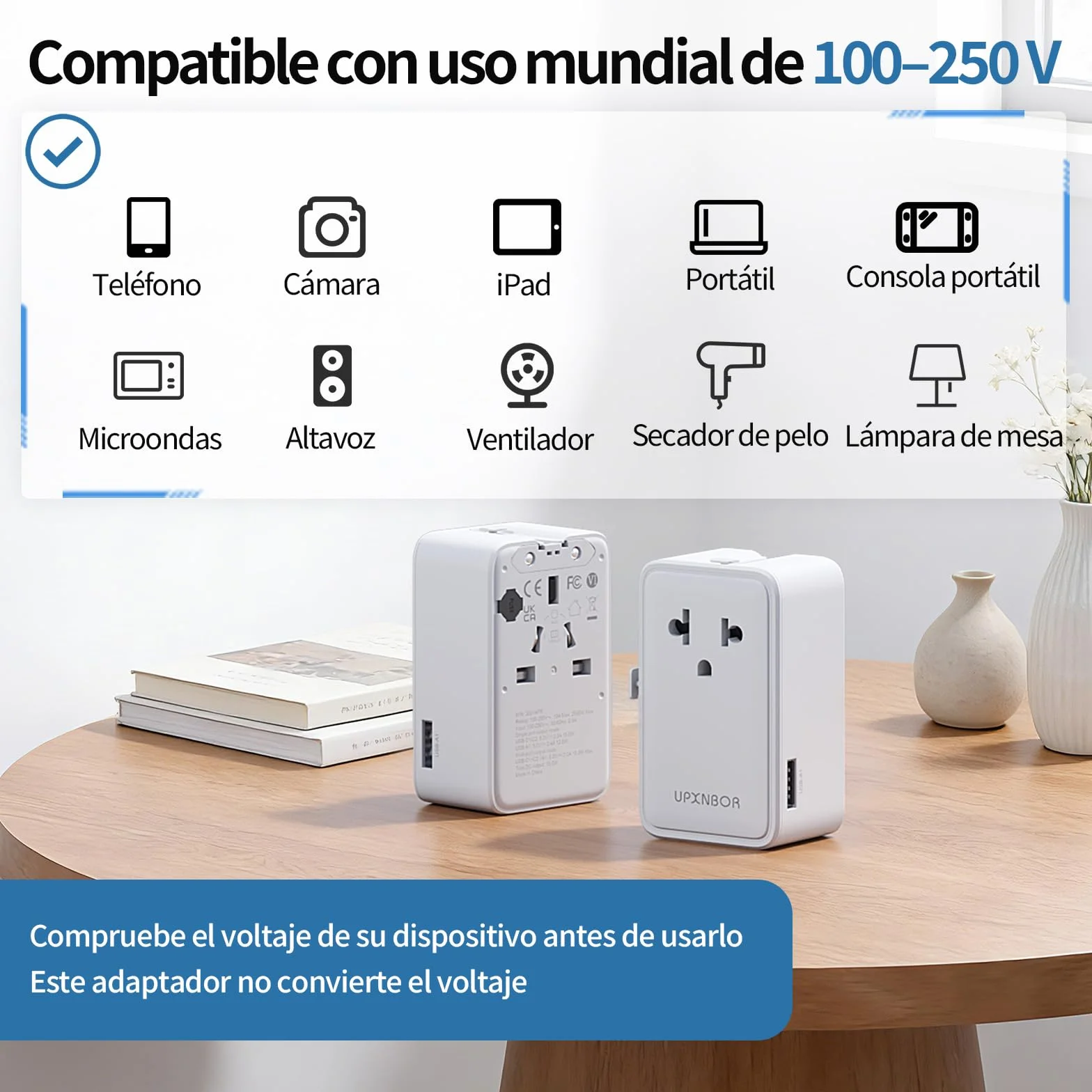 Adaptador Enchufe Universal Ultrafino, Adaptador Universal de Viaje con 1 USB-A y 2 USB-C, Adaptador Compacto Enchufe UK/USA/Reino Unido/Americano/Australia/Japón/Tailandia