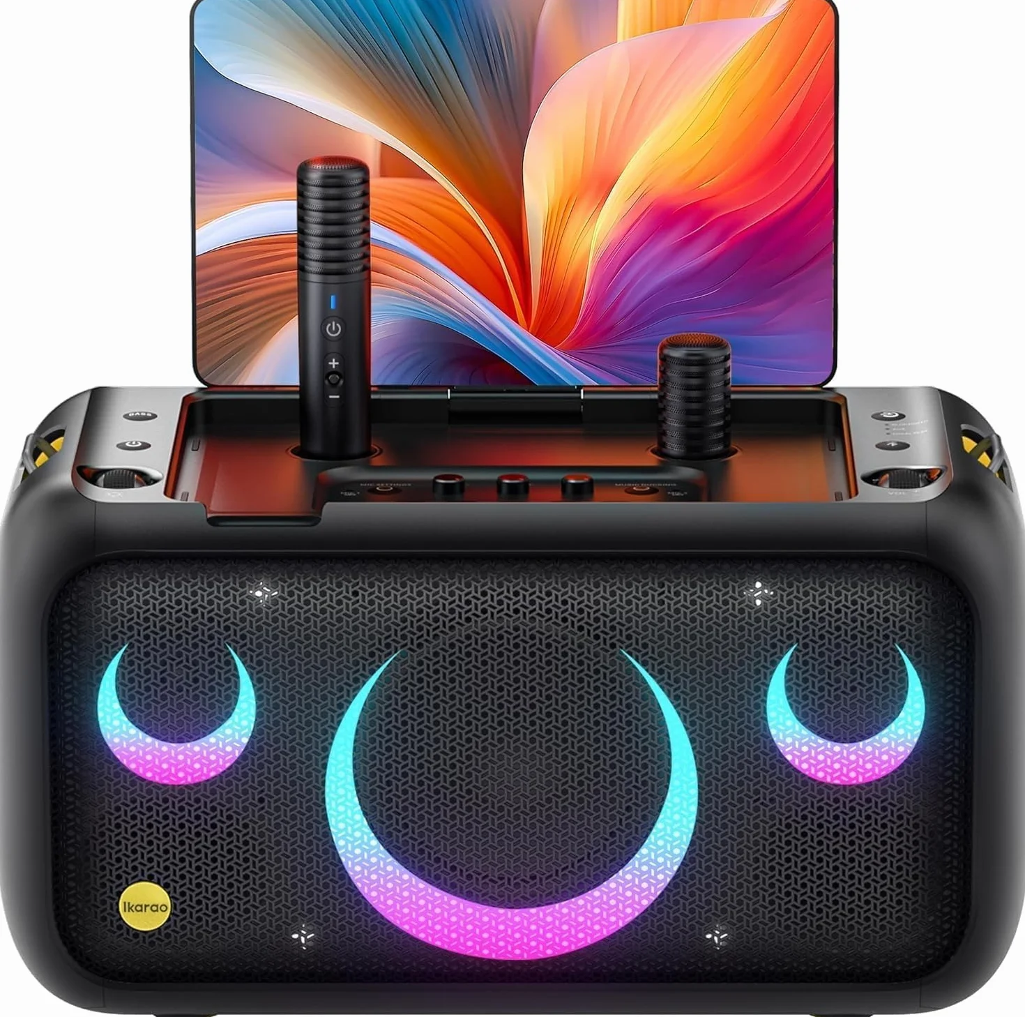 Máquina de Karaoke para Adultos con Pantalla de Letras, Pantalla integrada de 33,8 cm, máquina de Karaoke Realmente Todo en uno con 2 micrófonos inalámbricos (Ocultos y de Carga automática), Altavoz
