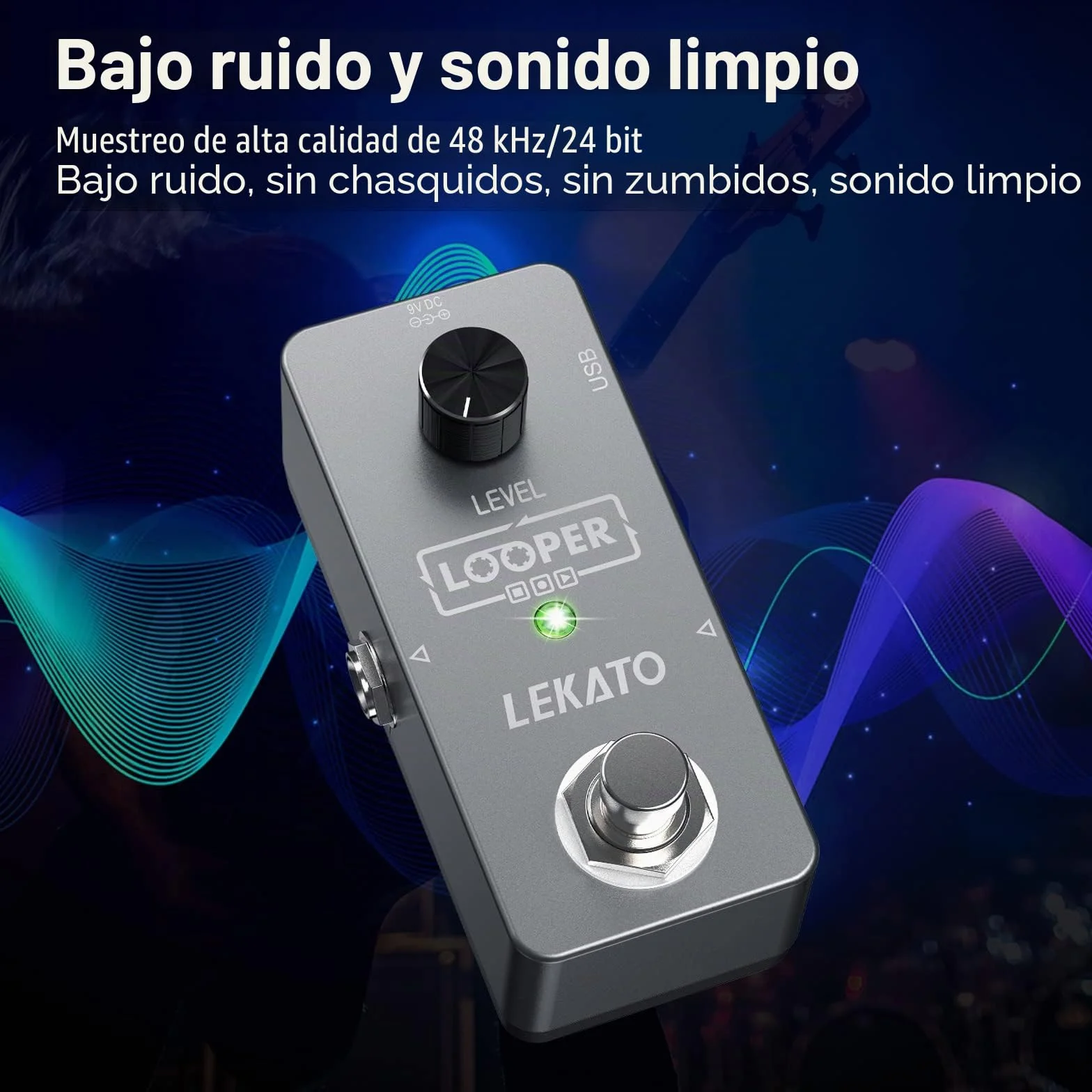 LEKATO Pedal de efectos Looper para guitarra, bajo y teclado, 5 minutos, grabación ilimitada de overdub