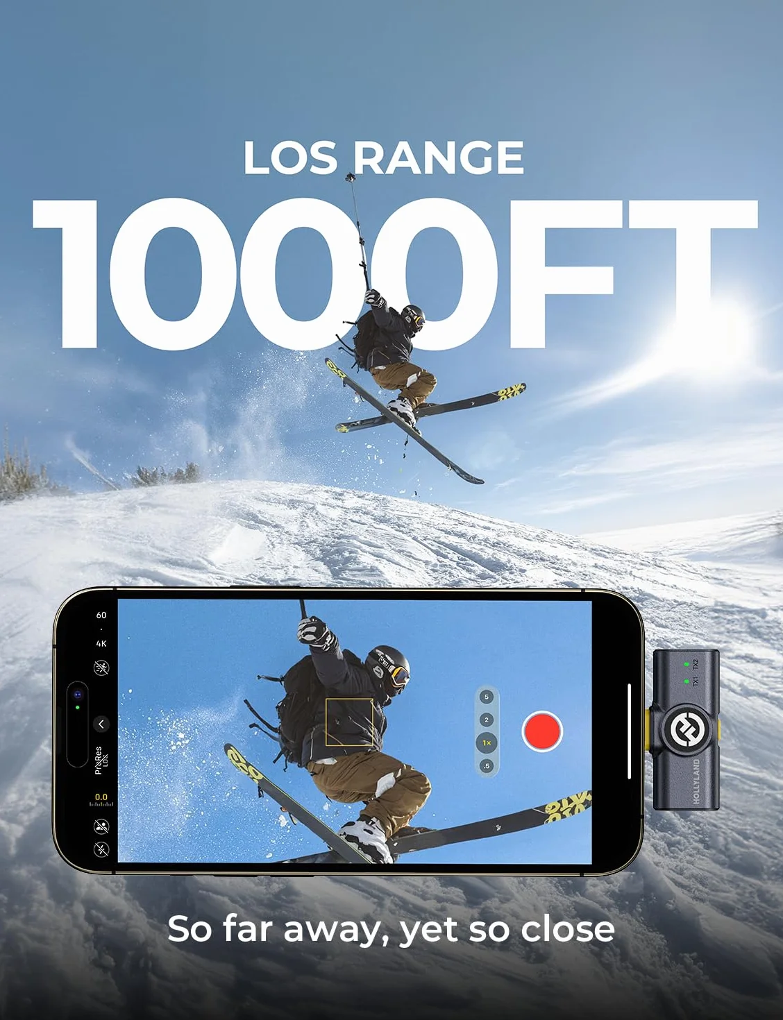 Hollyland Lark M2 Micrófono Inalambrico Solapa Compatible con Teléfonos Android, iPhone 15, 300 m, Hi-Fi Audio, Cancelación de Ruido, 30H Duración, Micrófono Inalámbrico para Livestream Vlog - Negro