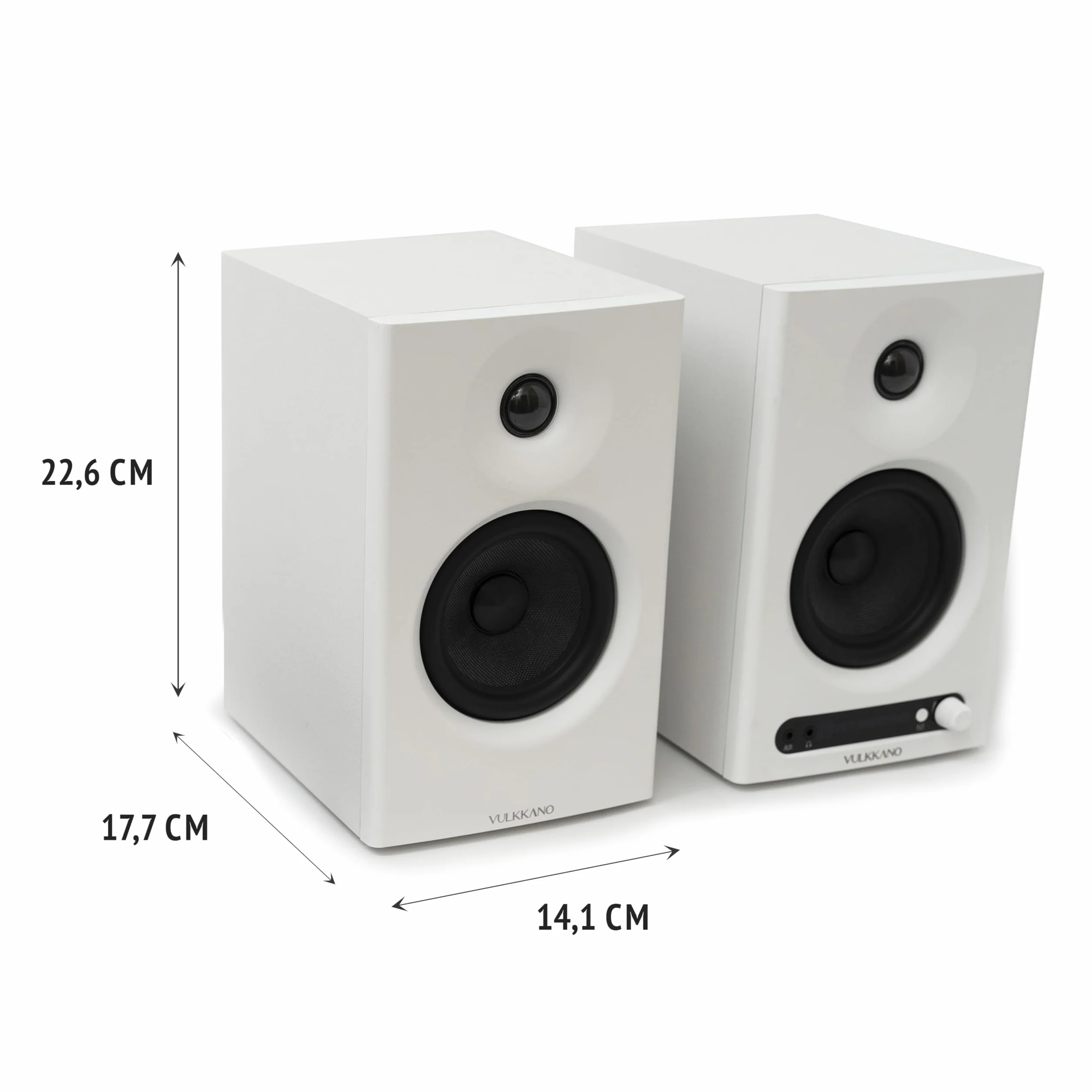 VULKKANO PRO4 Monitores de Estudio con Woofer de 4”, Bluetooth, Entrada Balanceada TRS, RCA, Salida para Cascos, AUX, Optica, ajustes de EQ, Altavoces Monitor para PC