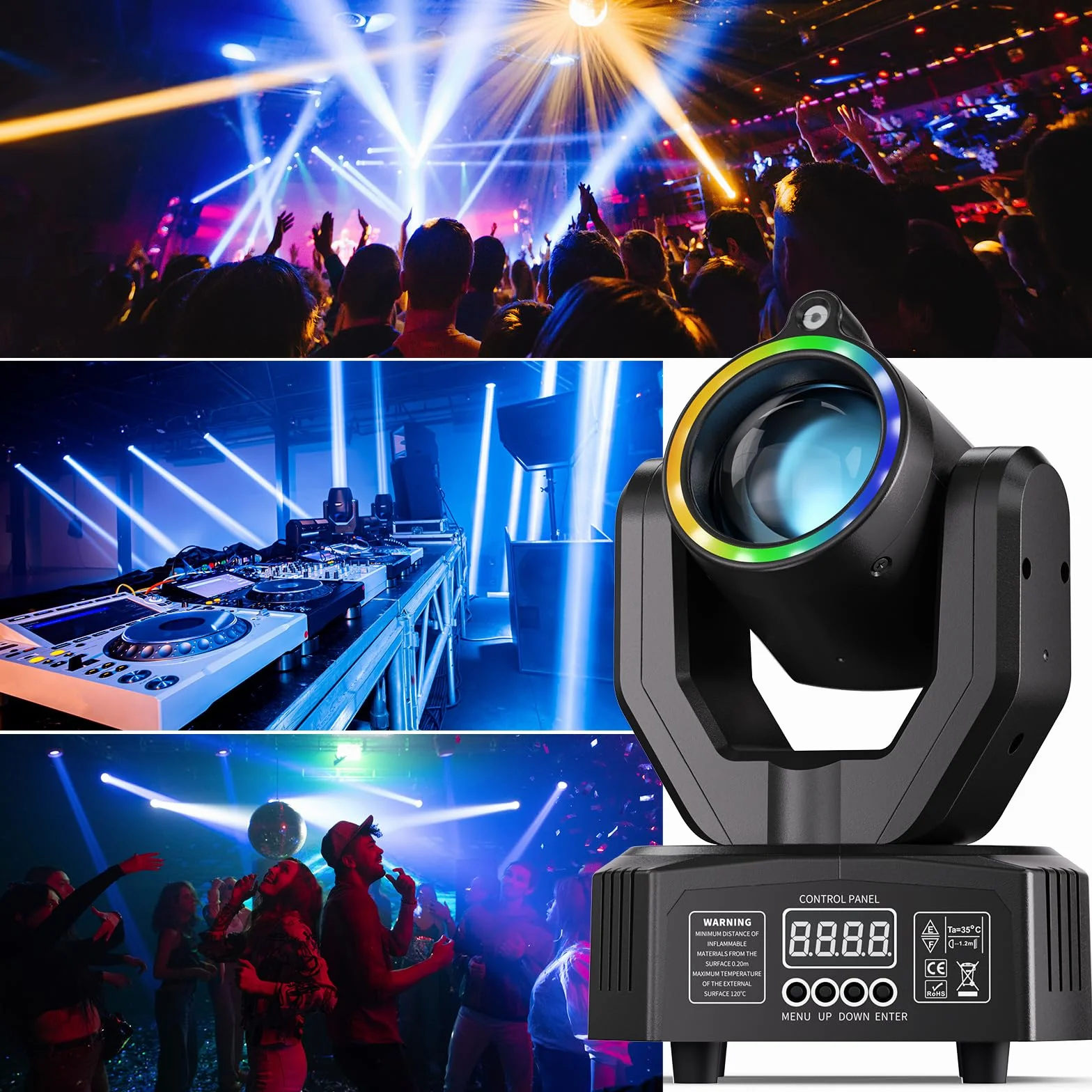 Mini Cabezas Móviles LED 30W, 2PCS Luces de Escenario RGBW Beam, DMX512 Activado por Sonido Las Efectos de Luz con Mando a Distancia para DJ Bar Fiesta Discoteca Boda