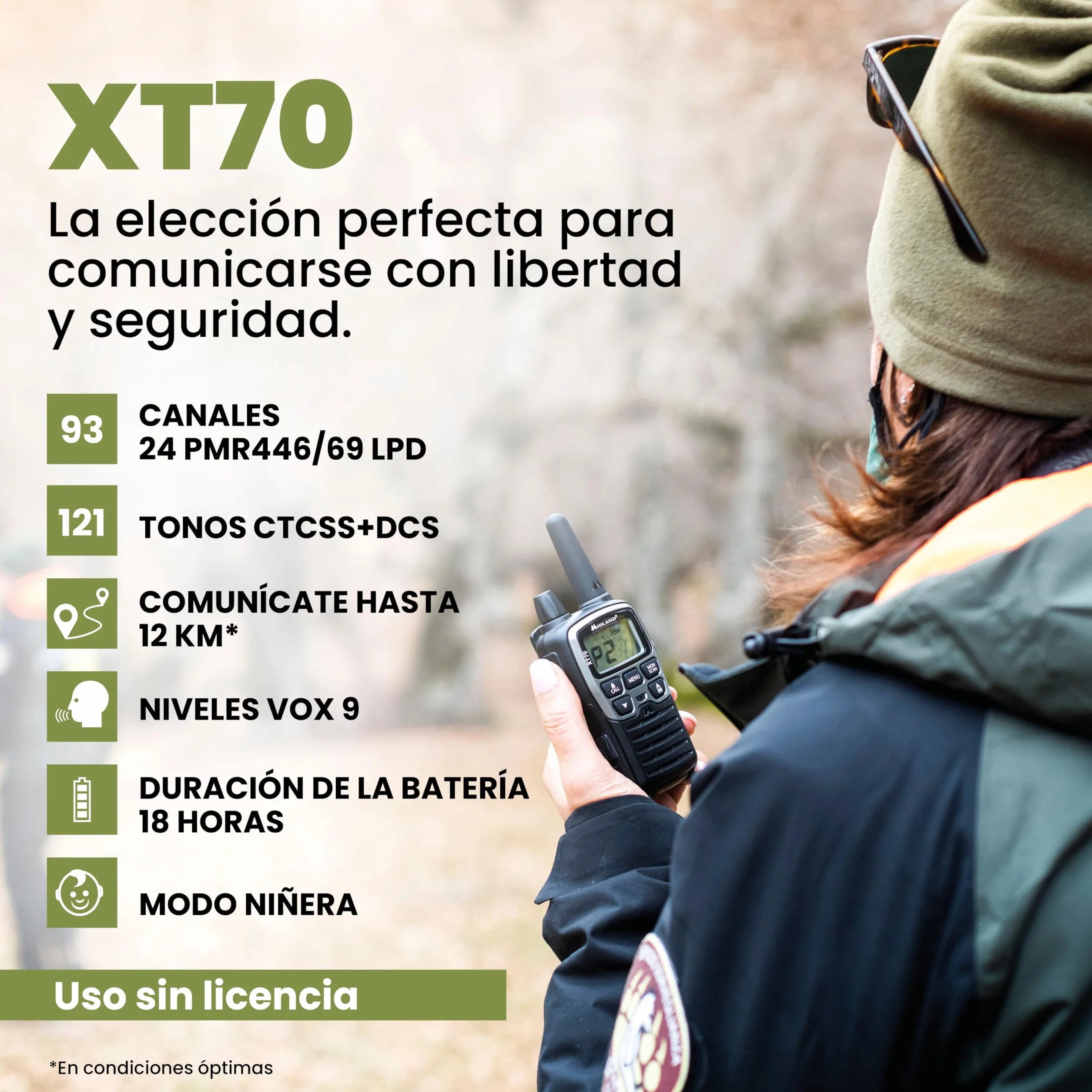 Midland C1180 XT70 - Walkie Talkie Profesional de Doble Banda con Carga Rápida - Gris - Formato 69 LPD y 24 PMR446, 12 km de Alcance, 38 Tonos, 83 Códigos - Set de 2 Transceptores