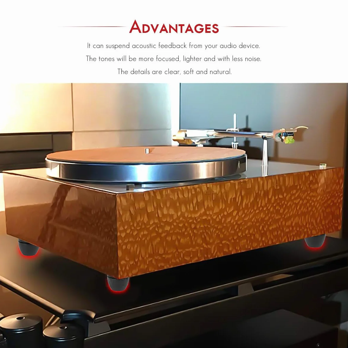Tertullus 4 Pies para Altavoces Negros, Amortiguadores de Aluminio, Pies Absorbentes