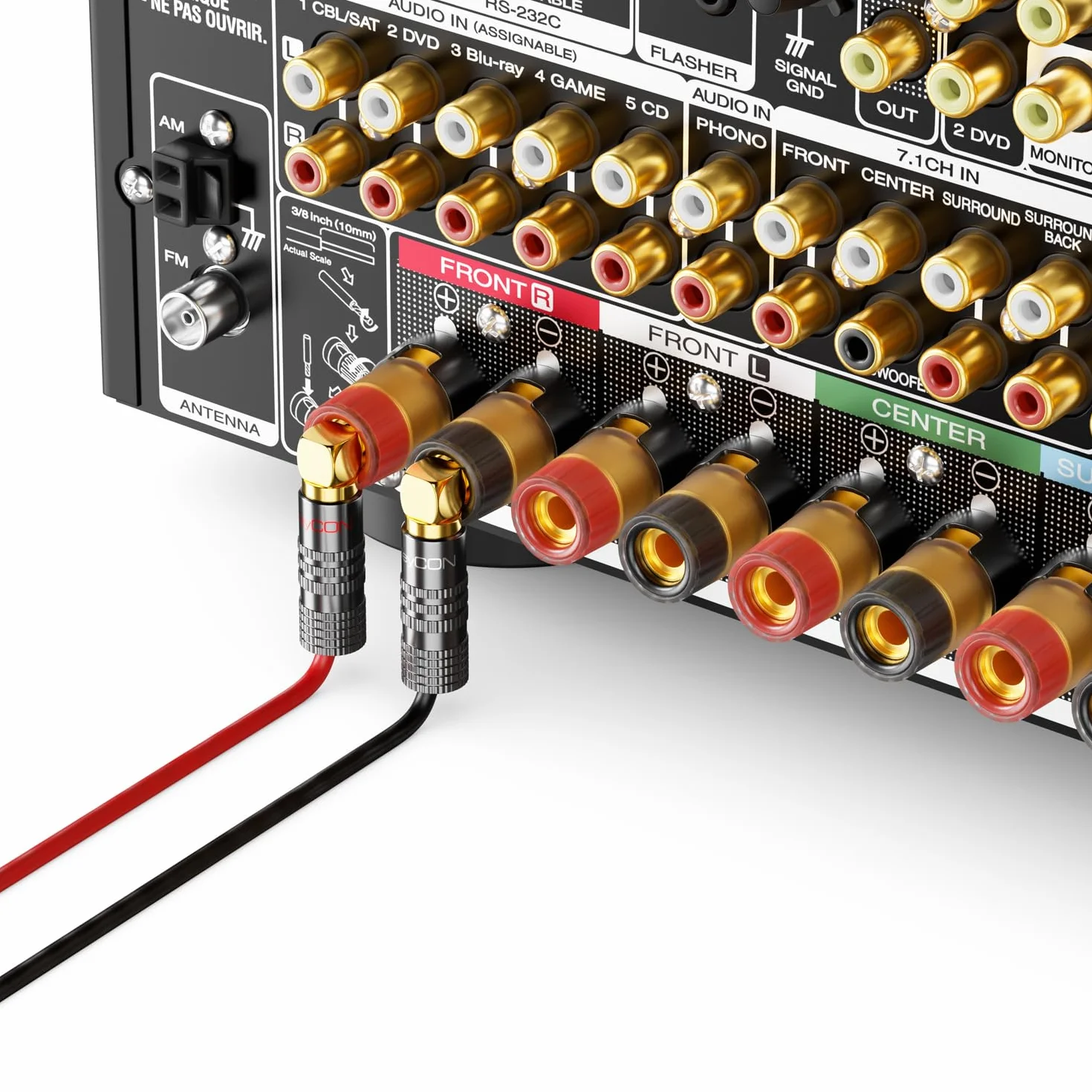 deleyCON 10 Piezas Conectores Tipo Banana 90° Acodado Dorado Enroscable para Cable de Altavoz 0,75-4,5 mm