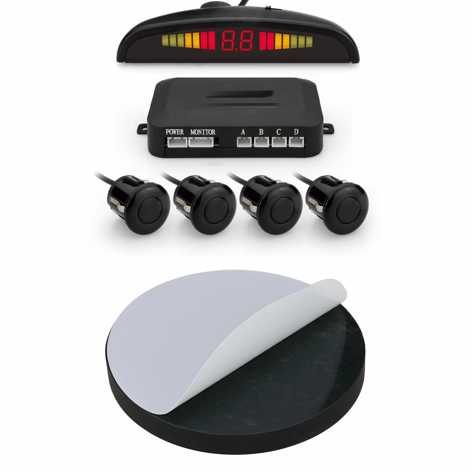 4 Pegatinas PDC de 30 Mm para Desactivar El Sensor de Aparcamiento Cubierta de Goma de 3 Mm de Grosor