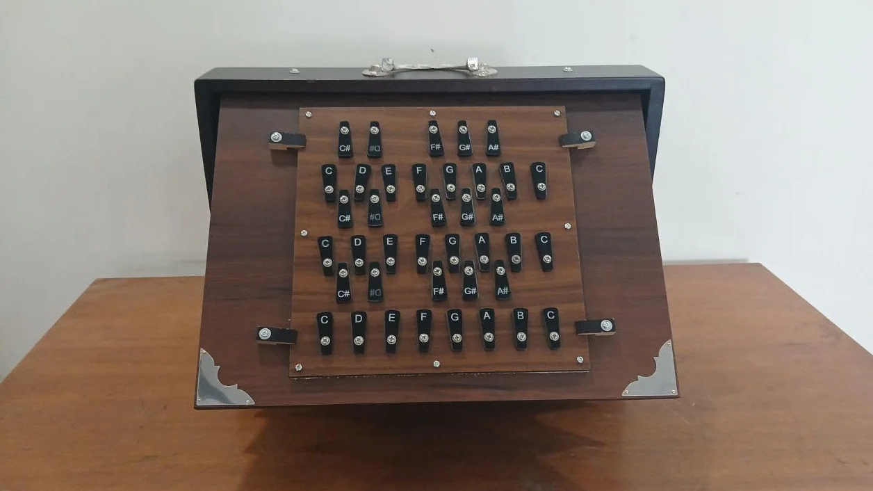 Caja Shruti de 39 teclas, color marrón oscuro, instrumento de dron de 3 octavas (C–C), 440 Hz y 432 Hz, afinado, pedal de pie opcional, acabado de madera de teca hecho a mano