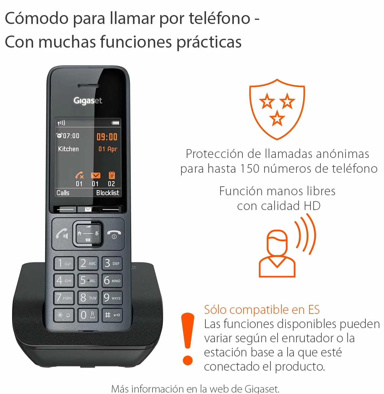 Gigaset COMFORT 520 Teléfono DECT Inalámbrico Negro Titanio Agenda Extra Grande