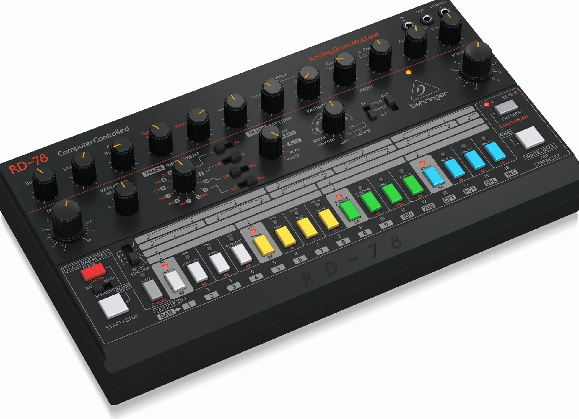 Behringer RD-78 Analog Drum Machine with 15 Drum Sounds, 34 Rhythm Patterns and 16-Step Sequencer