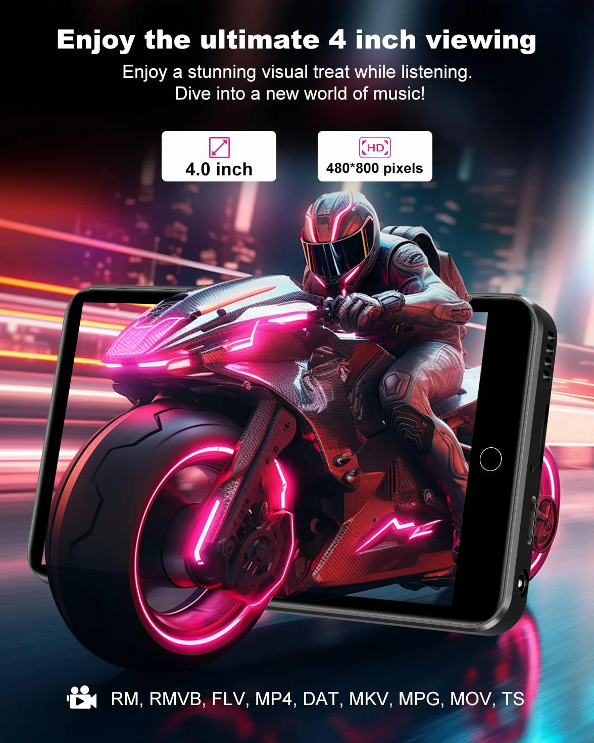 Reproductor MP3 de 80 GB con Spotify, WiFi y Bluetooth, Pantalla táctil ZAQE de 4 Pulgadas, Reproductor MP4 con Android 13, Compatible con Audible, Radio FM, Amazon Music, Deezer,Play Store