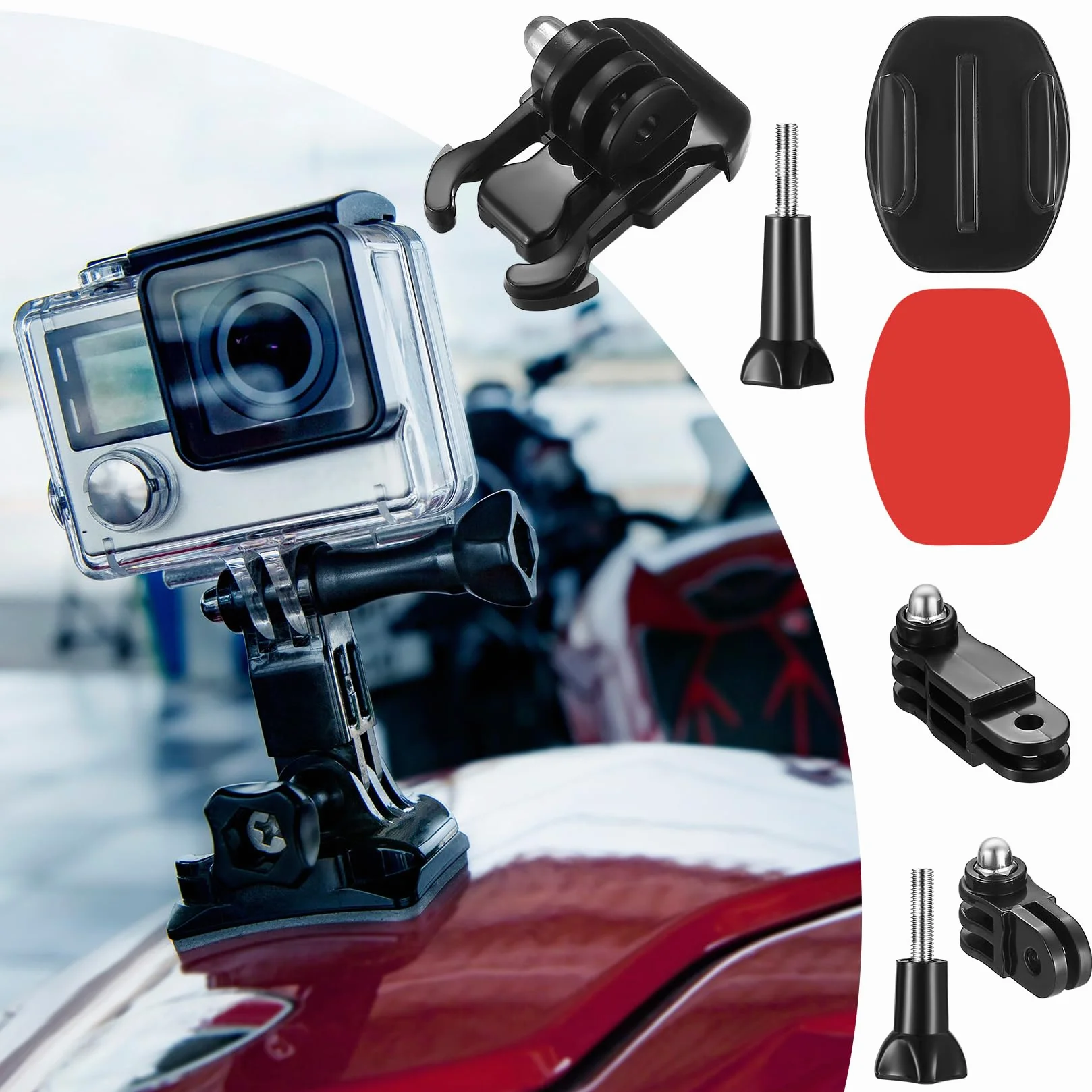 12-in-1 Adhesivos Soporte para GoPro Soportes Pegatinas Plano y Curvo, Soporte para Aasco de Cámara Kit, Soporte Camara Accion Casco para GoPro Hero Session 4/3/3+/2 dji Osmo Cámaras de Acción