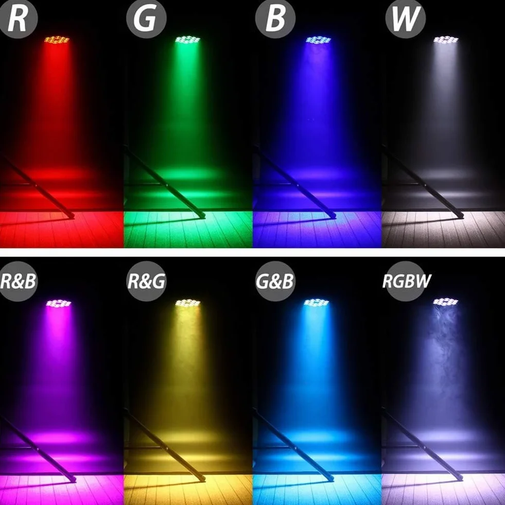 2PCS 200W 18 LED Foco Led Par de Faros Par de Luz RGBW+DMX8CH Strobe Sound Modo Activo LED Luces de Escenario Foco de Discoteca Luz de Fiesta Para Bodas/Fiestas/Iglesia/Club/DJ en Vivo Show