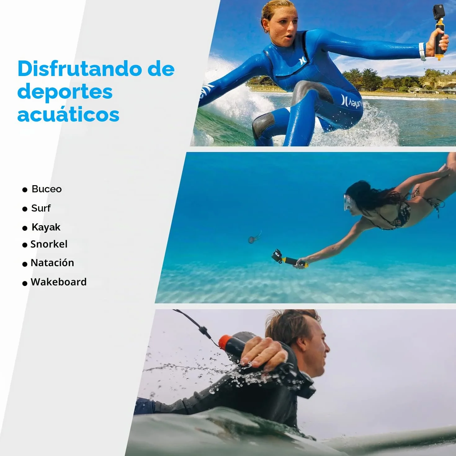 Flotante Mango Handler Empuñadura Flotador Palo Accesorio Compatible con GoPro Hero 13 12 11 10 9 8 7 6 5 Session dji Cámaras de Acción - Amarillo