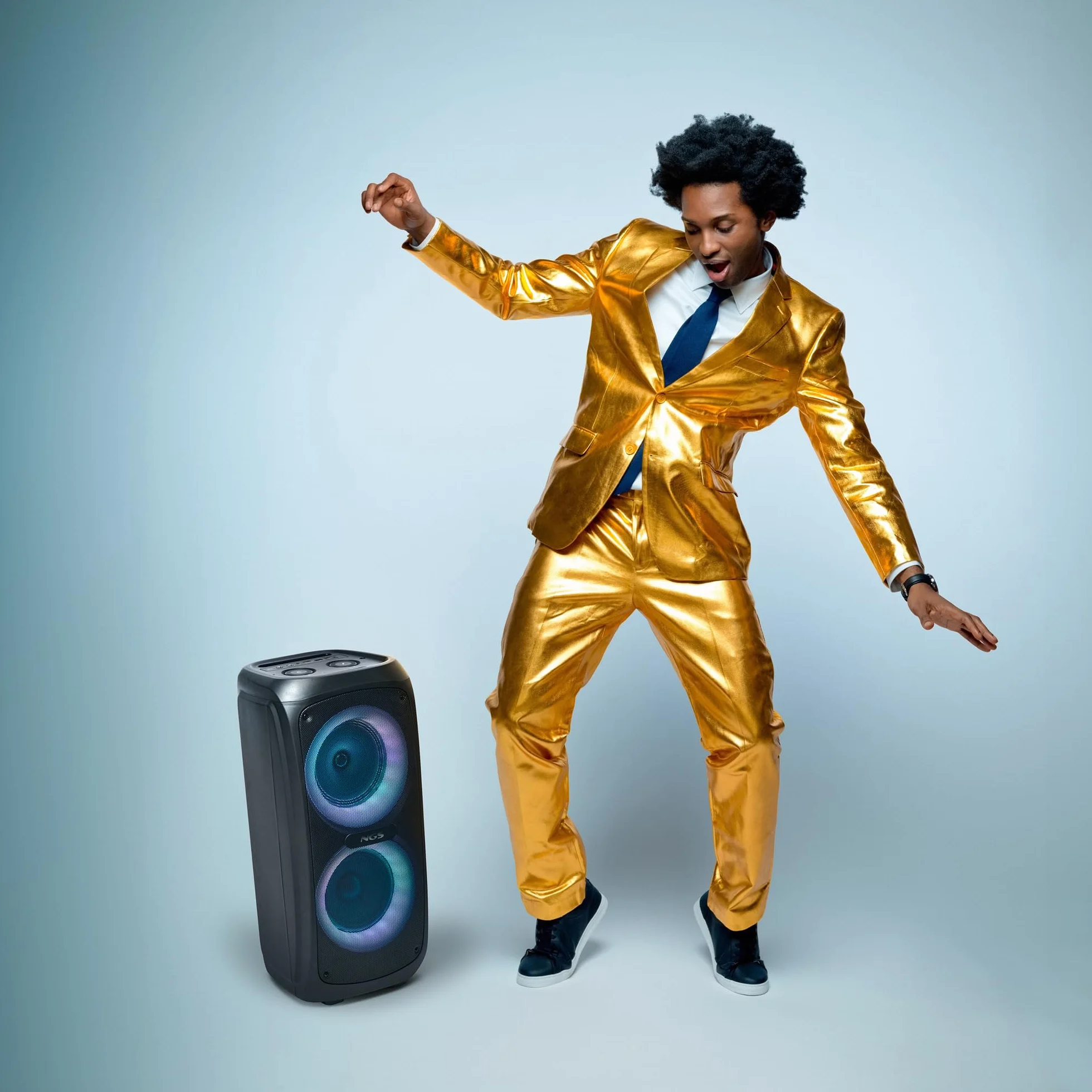 NGS Wild Temper – Altavoz Portátil Bluetooth 5.3 para Fiestas, 200 W, TWS, Luces LED RGB, Doble Entrada Micrófono Karaoke, USB/AUX, Batería 4400 mAh