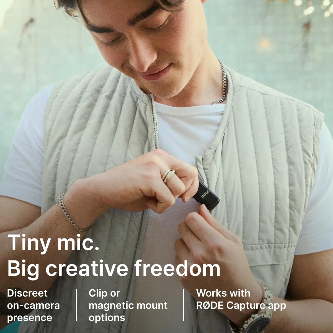 RØDE Wireless Micro Micrófono Inalámbrico Compacto, Dos Micrófonos con Estuche de Carga para Grabación de Video con Smartphone y Creación de Contenido, USB-C (Negro)