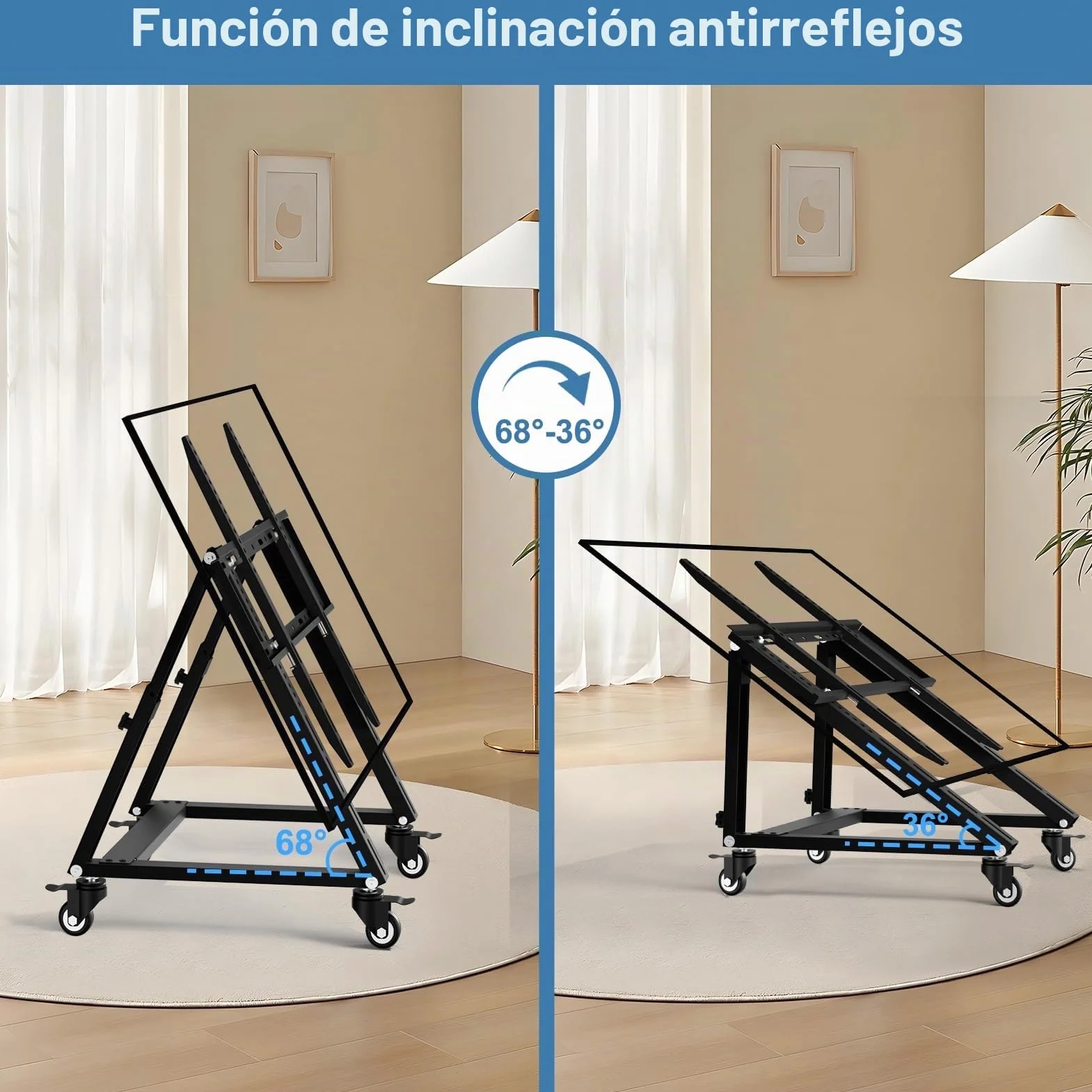 Soporte de TV móvil bajo para TV 26-65 pulgadas, altura ajustable, VESA 600x500, 50 kg