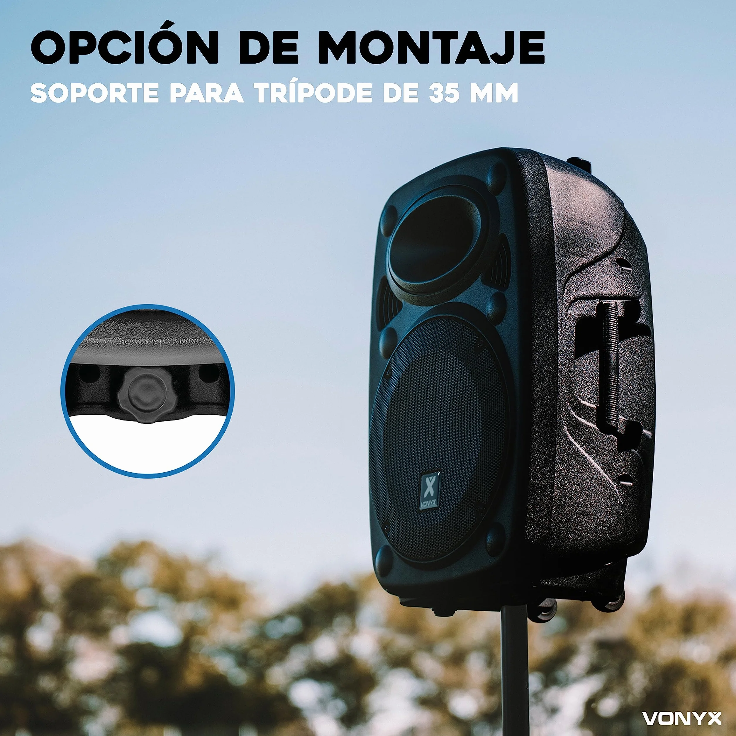 Vonyx Verve46 Altavoz Bluetooth Potente 1000w, Altavoz autoamplificado portatil con microfono Karaoke, Bluetooth Speaker USB, SD, MP3, AUX, 2 microfonos UHF, Mando a Distancia, Subwoofer 15", Negro