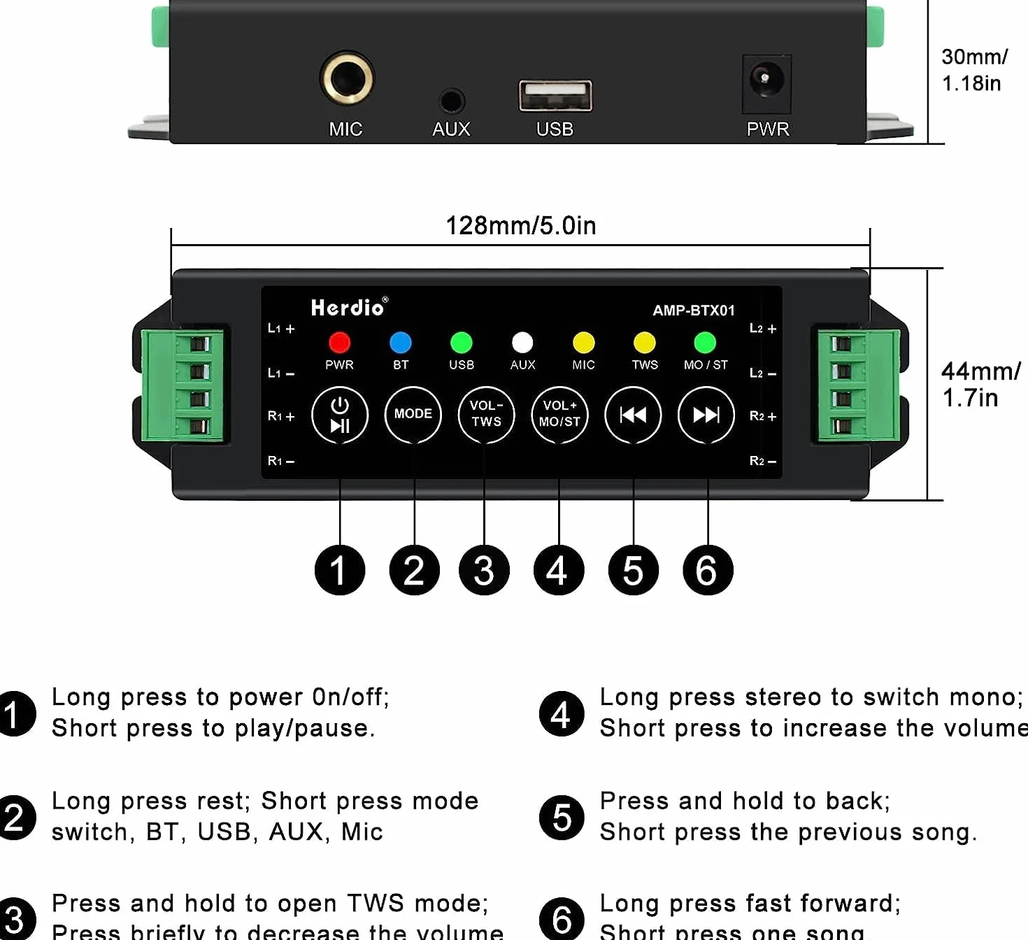 Herdio - Altavoces de Pared de 5,25 Pulgadas, 2 vías,Montaje en Pared y Techo en Interiores/Exteriores (2 Pares, Rejilla pintable)