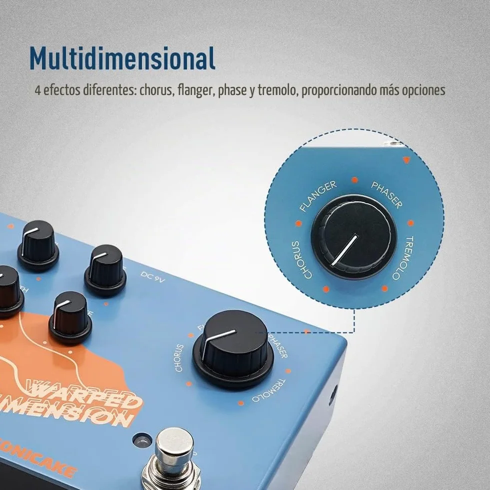 SONICAKE Pedal de efectos de guitarra de modulación 4 modos de Chorus, Flanger, Phaser y Tremolo Digital Warped Dimension