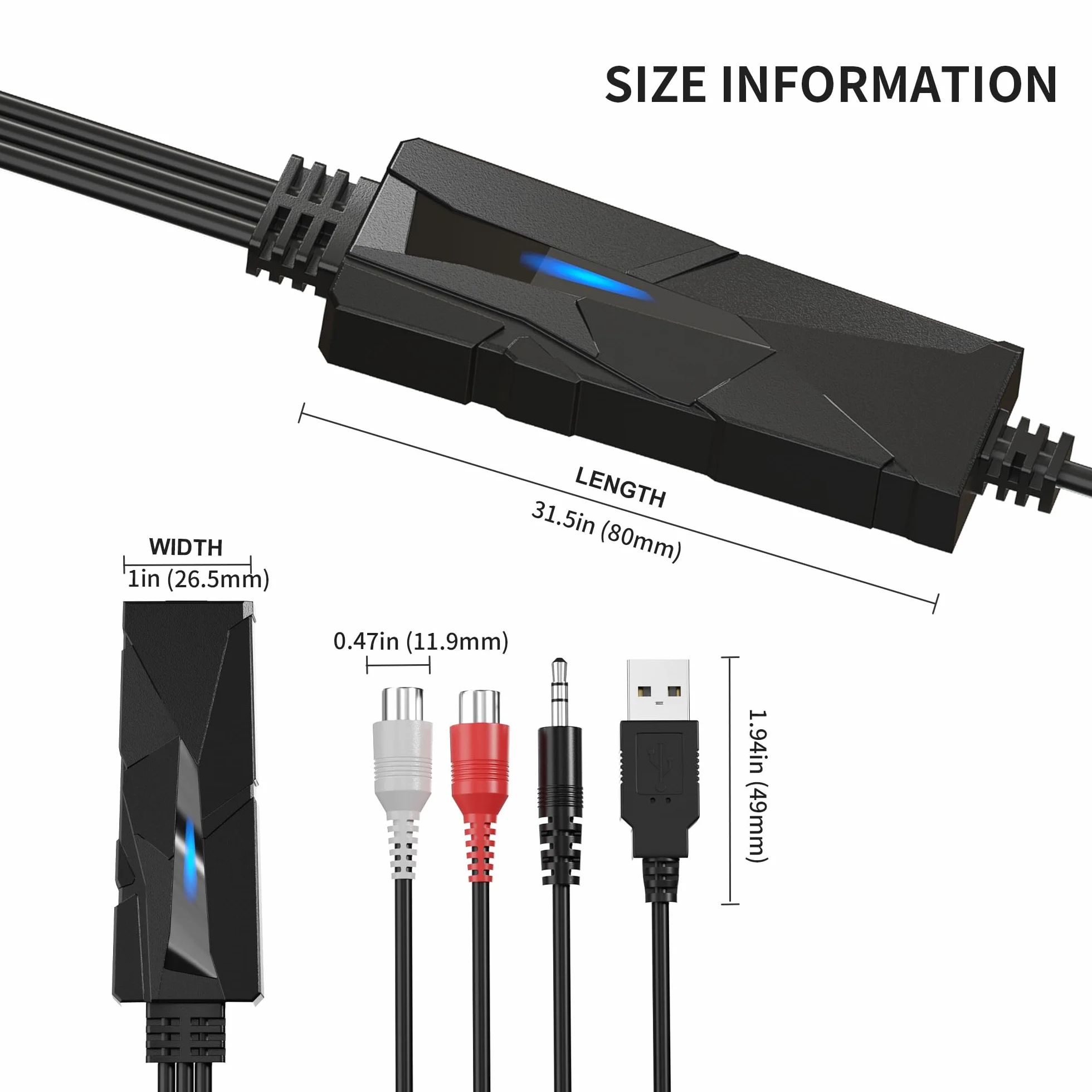 DigitalLife Tarjeta de Captura de Audio USB-C, Convertidor Analógico a Digital RCA 3,5 mm, Transferir Cintas Casete a MP3, Compatible Windows 11 macOS Linux