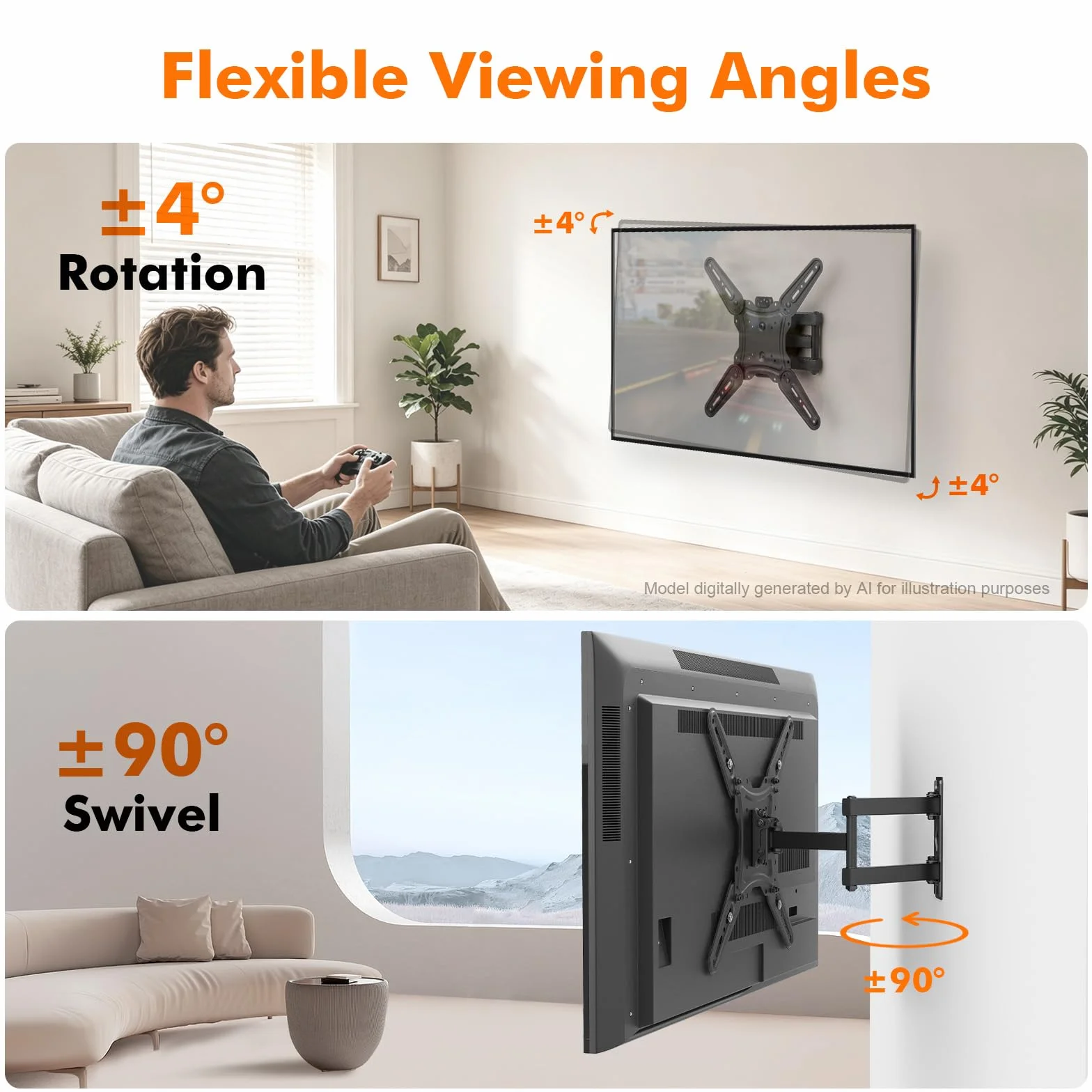 GRIFEMA GB1010 Soporte TV Pared Universal 26-65" Giratorio Inclinable Articulado Brazo Extensible 35kg VESA 400x400mm