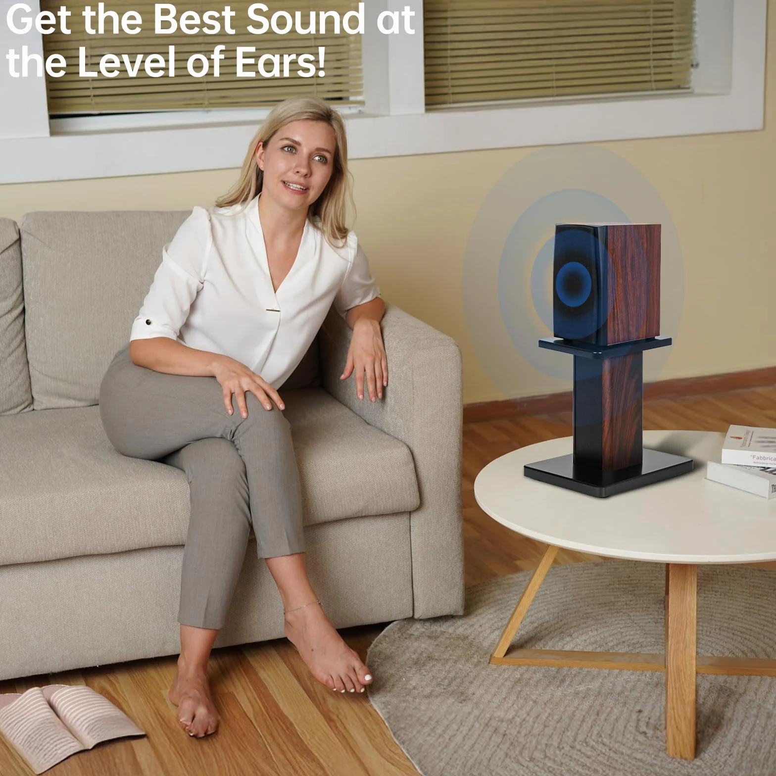 OUUTMEE Soportes para altavoces de 30 cm (12 pulgadas) de madera - Soportes para altavoces HiFi de alta resistencia para escritorio de cine en casa y monitores de estudio - Soporte universal para