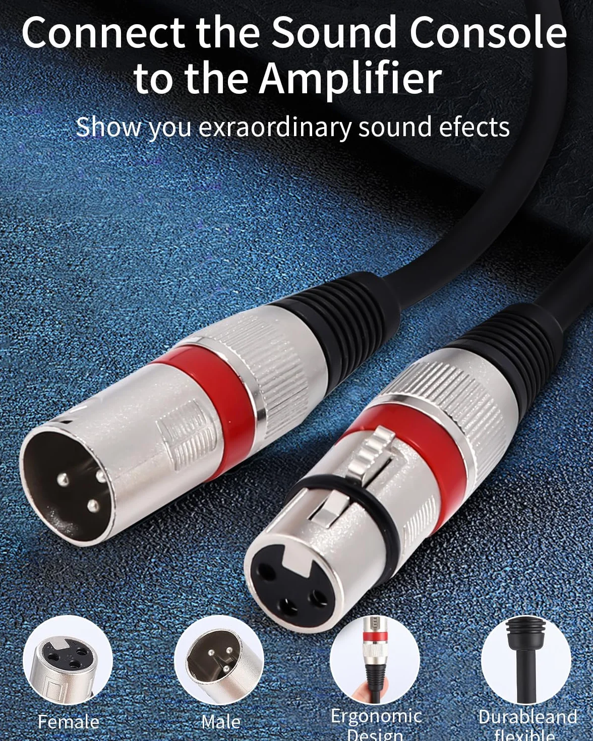 Xespis 6Pack 5M Cable XLR Cable de micrófono,Cable XLR balanceado de 3 pines macho a hembra Cable de micrófono multicolor Cable DMX Cable de conexión de micrófono