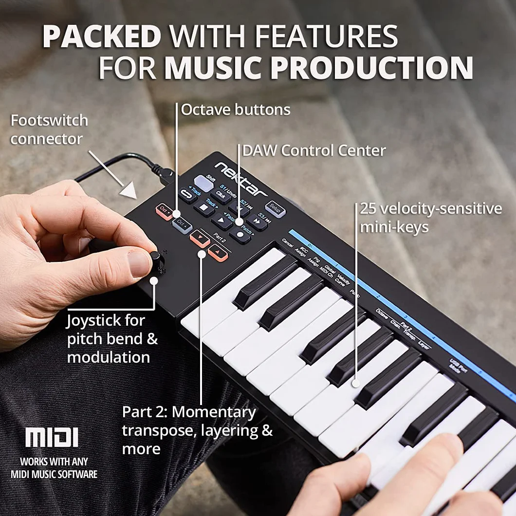 Nektar Impact GX - Teclado controlador MIDI mini USB con integración Nektar DAW