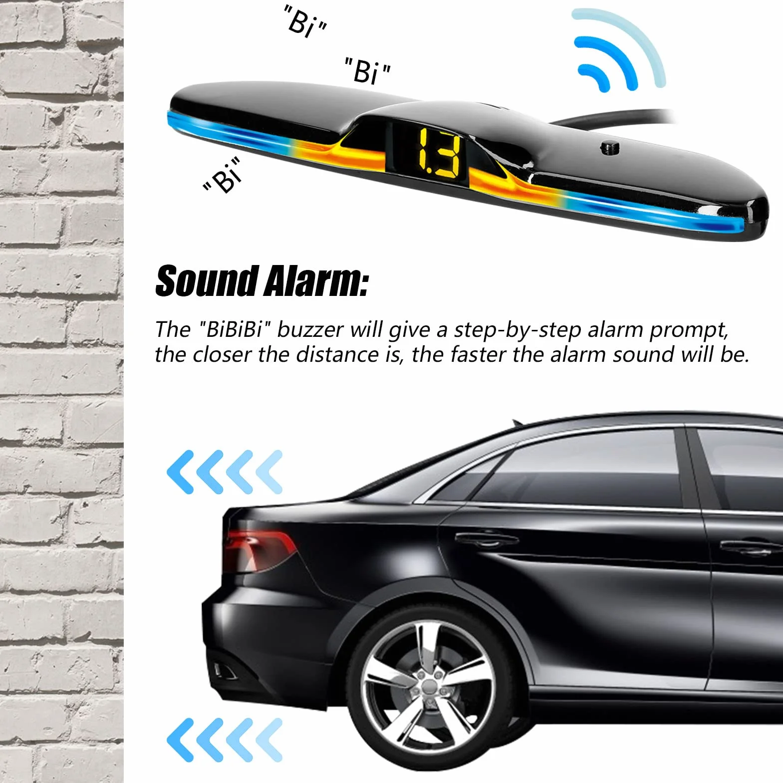 Shkalacar Sensores Aparcamiento Coche, Aparcamiento Coche Kit con 4 Sensores, Sensor Aparcamiento Coche Detección de Distancia, Luz LED, Zumbador de Advertencia de Sonido Negro/Blanco