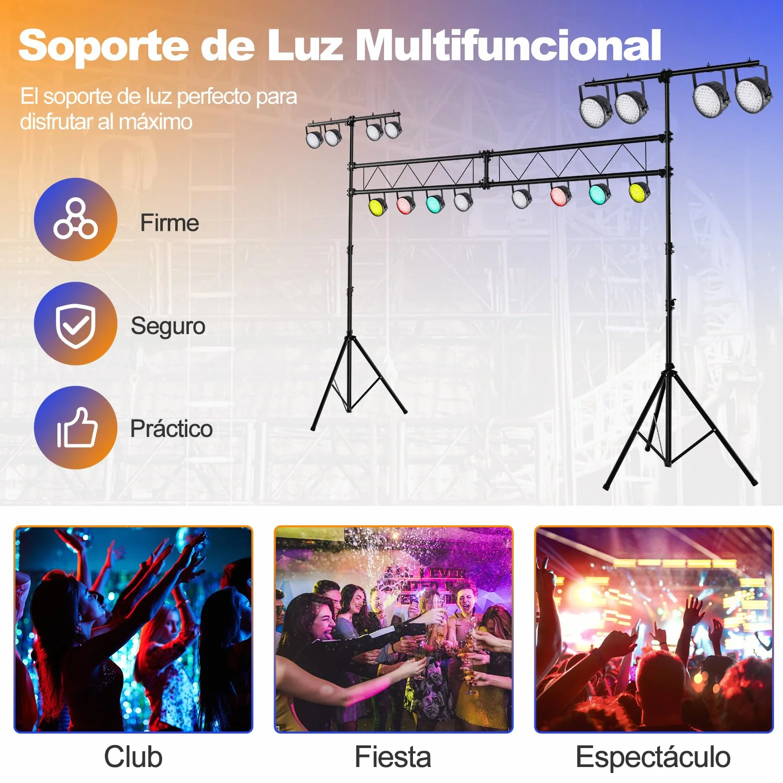 COSTWAY Soporte de Luz Profesional de Metal, Ajuste de Altura 180-350 cm, Soporte de Luces LED con Barras Extensibles, 32 Puntos de Montaje, Truss para Bandas, Salones de Fiestas, DJs